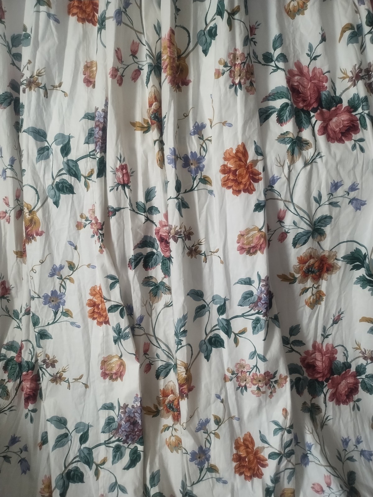 2 Custom Made Lined Jacobean Floral Drapery Panels 76″Wx 90″ L Pinch Pleated