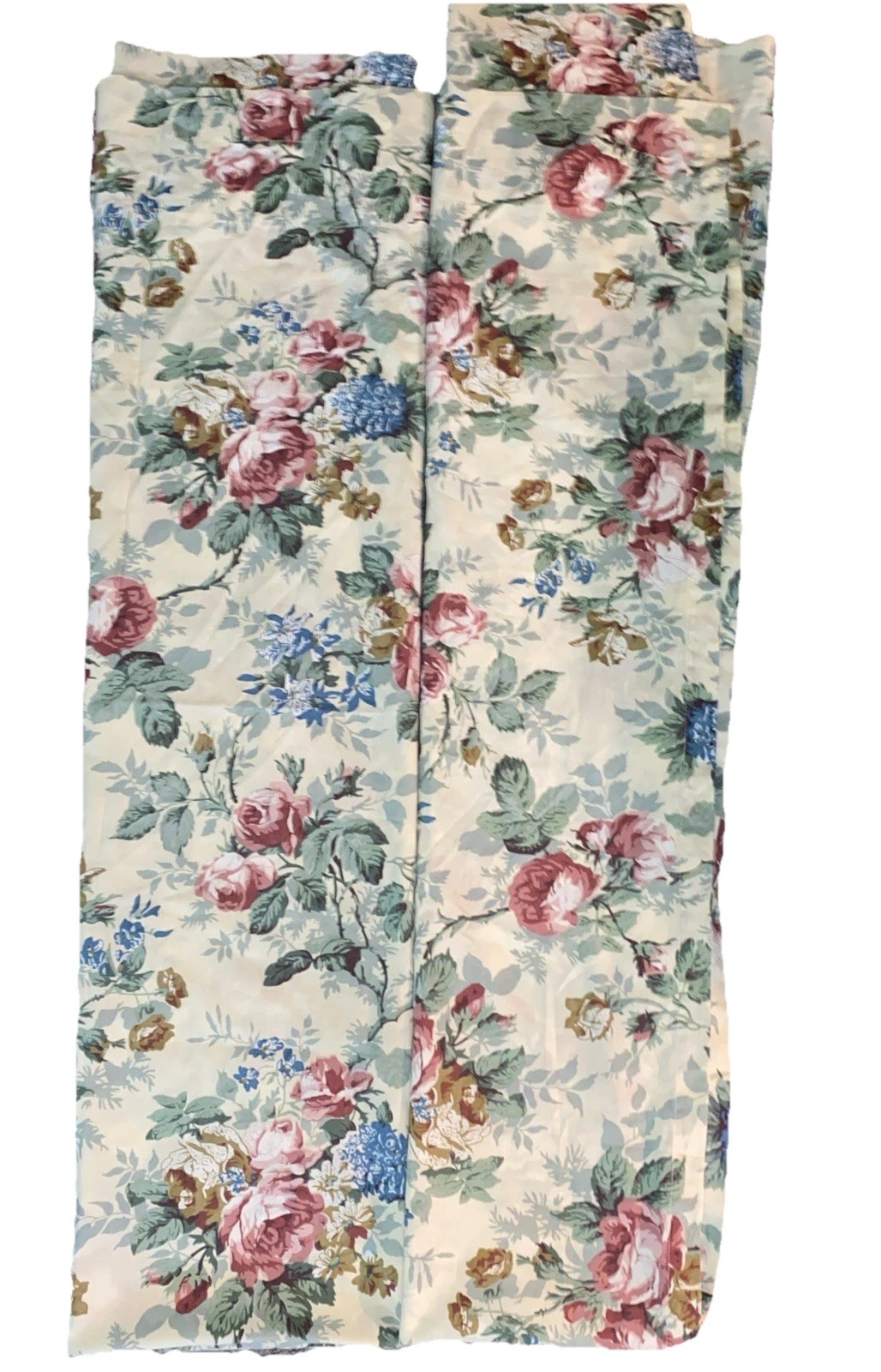 JC PENNEY HOME COLLECTION CURTAIN 2 PANELS PINK CABBAGE ROSE FLORAL COTTAGE 82″