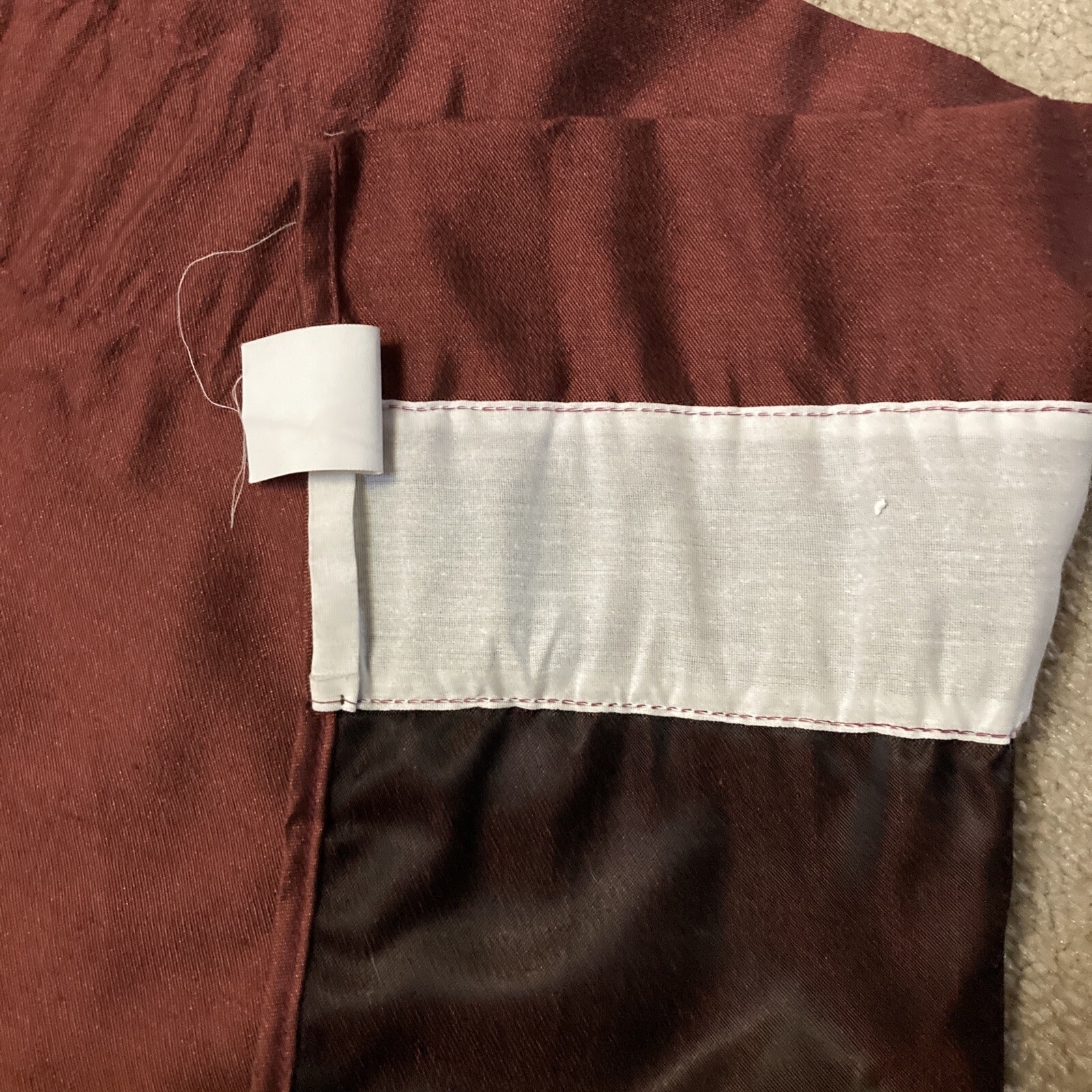 Two (2) Panels JCPenney Home Collection Burgundy Shantung Tassel V Shape Valence
