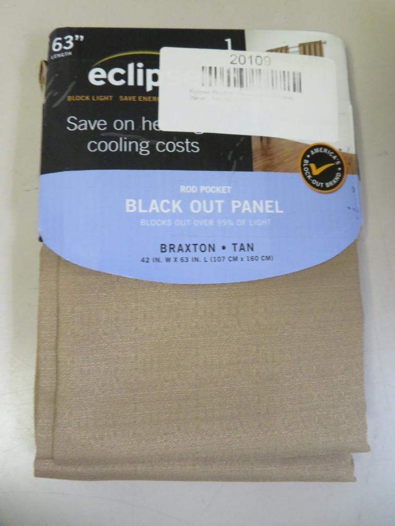 Eclipse 42″ x 63″ Braxton Thermaback Blackout Curtain Panel Tan