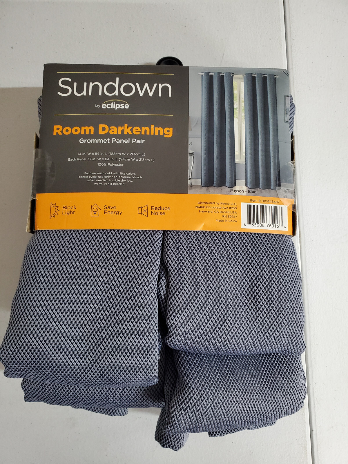 Sundown Eclipse Room Darkening Curtain 2 Panel Pair Payson Gray 74″WX84″L NEW