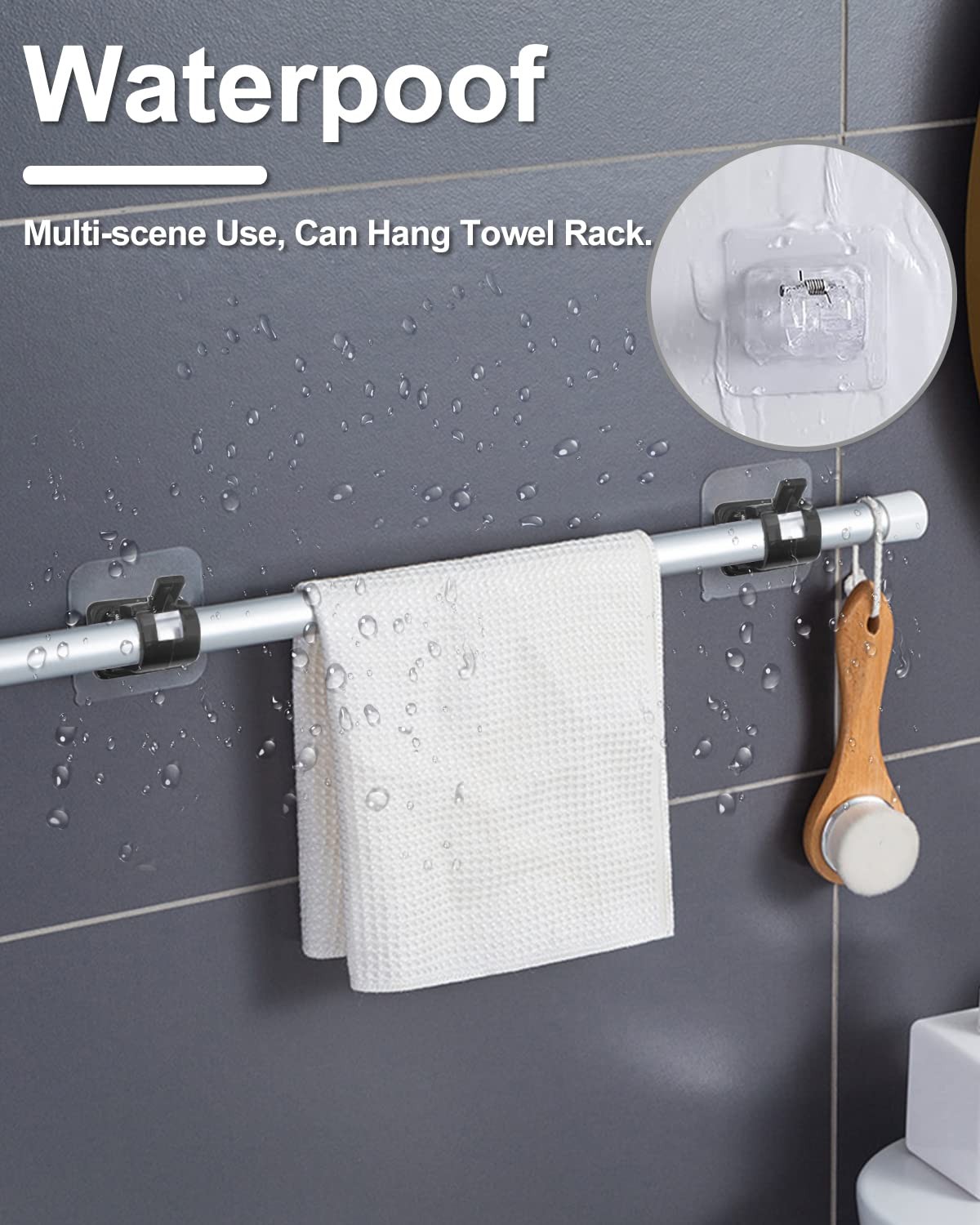 Curtain Rod Bracket No Drilling 16pcs, Self Adhesive Nail Free Curtain Rod Wa…