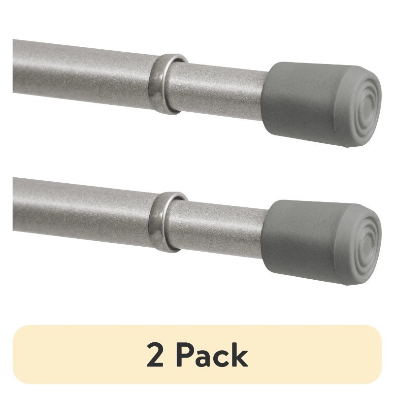 2 Pack 18-28 in Adjustable Spring Tension Curtain Rod 7/16in Diameter Steel Tube