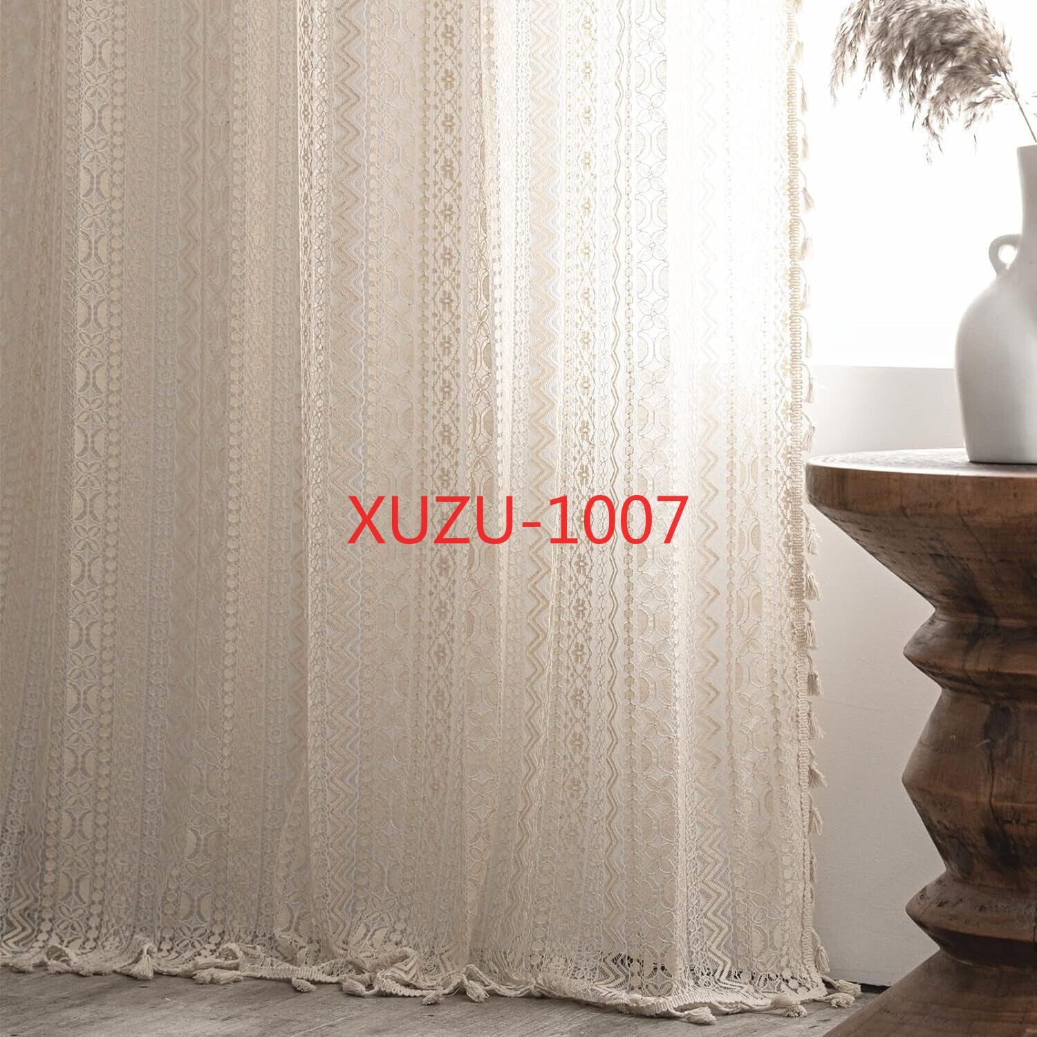 Crochet Lace Curtain Panels Window Drapes Bedroom Living Room Rod Pocket Rustic