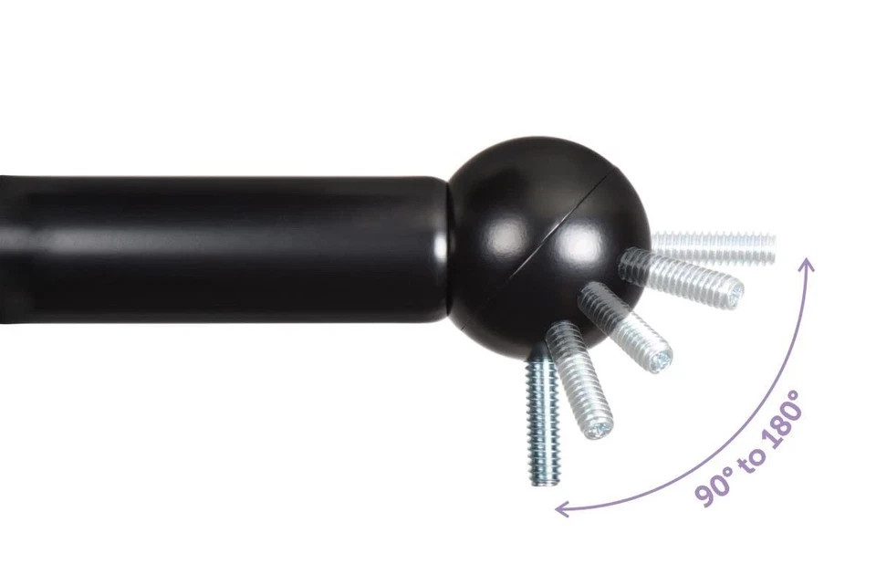 Bay Window Curtain Rod Corner Connector – for Rods of 5/8 to 1-1/8 Inch – Black