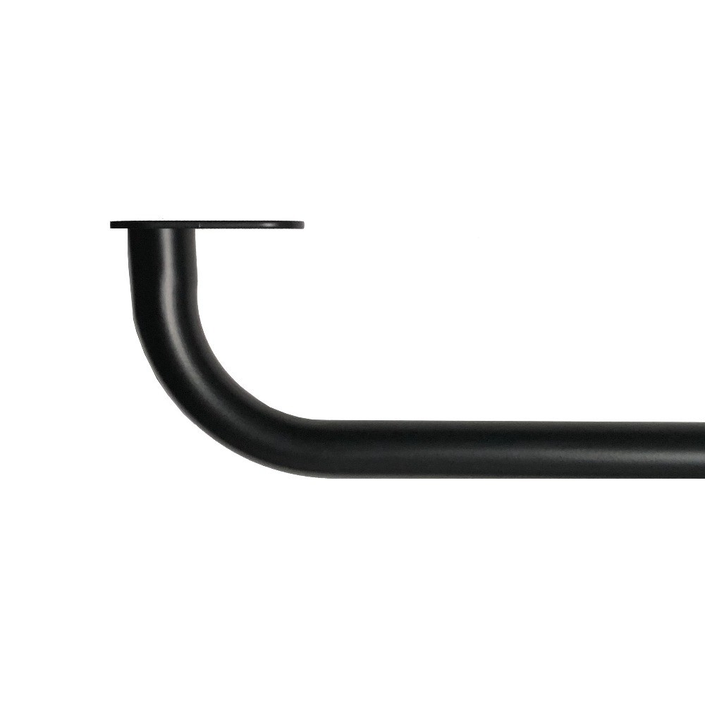 Matte Black Wrap Around Room Darkening Curtain Rod 3/4 Inch Diameter Adjustable
