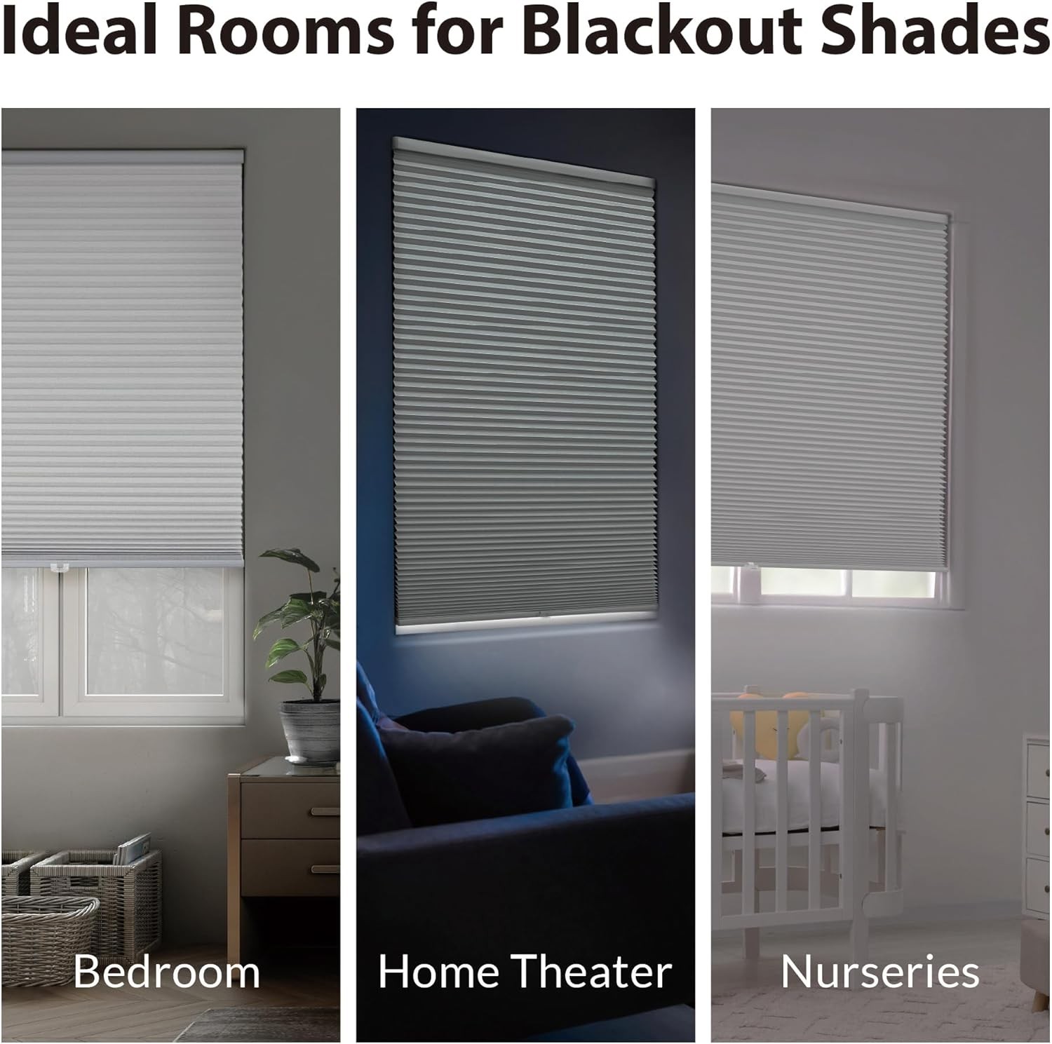 Cordless Blackout Cellular Shade 1.5in | Energy Saver | Ivory 64×33.5 in Outside