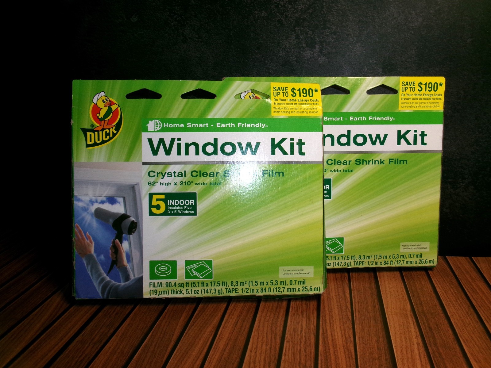Lot 2 Duck Shrink Film Window Insulation Kit Indoor 62 in. x 210 in. [5 Packs]