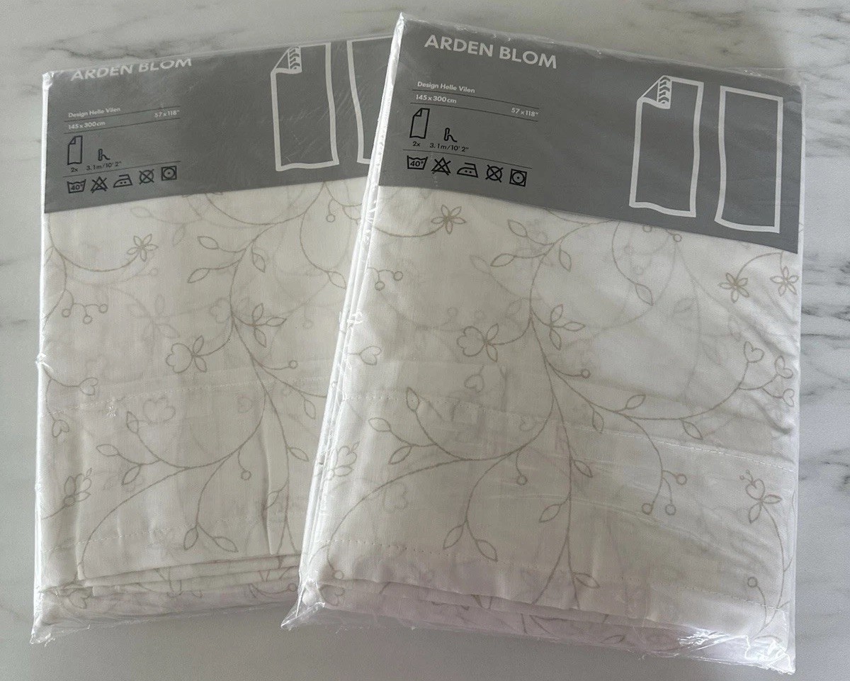 IKEA Arden Blom Set Of 2 Curtains 4 Panels Sheers Voile 🌸57×118🌸 Rare