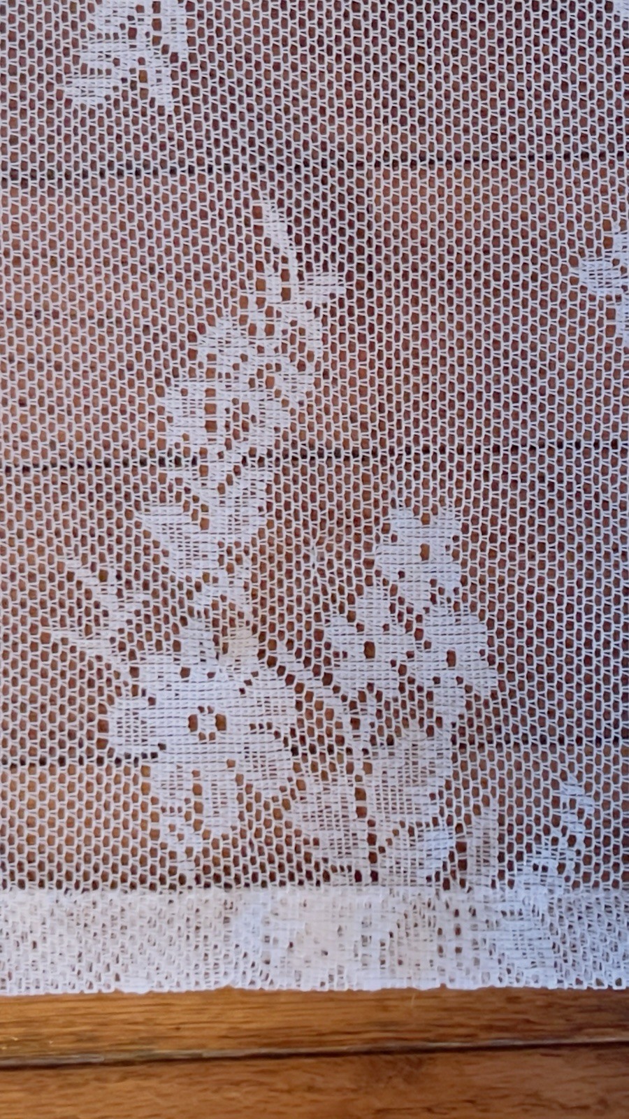 1 of 16 VTG WHITE ROSE FLORAL NET LACE CURTAIN PANELS SCALLOPED SIDES 60×87 8 PR