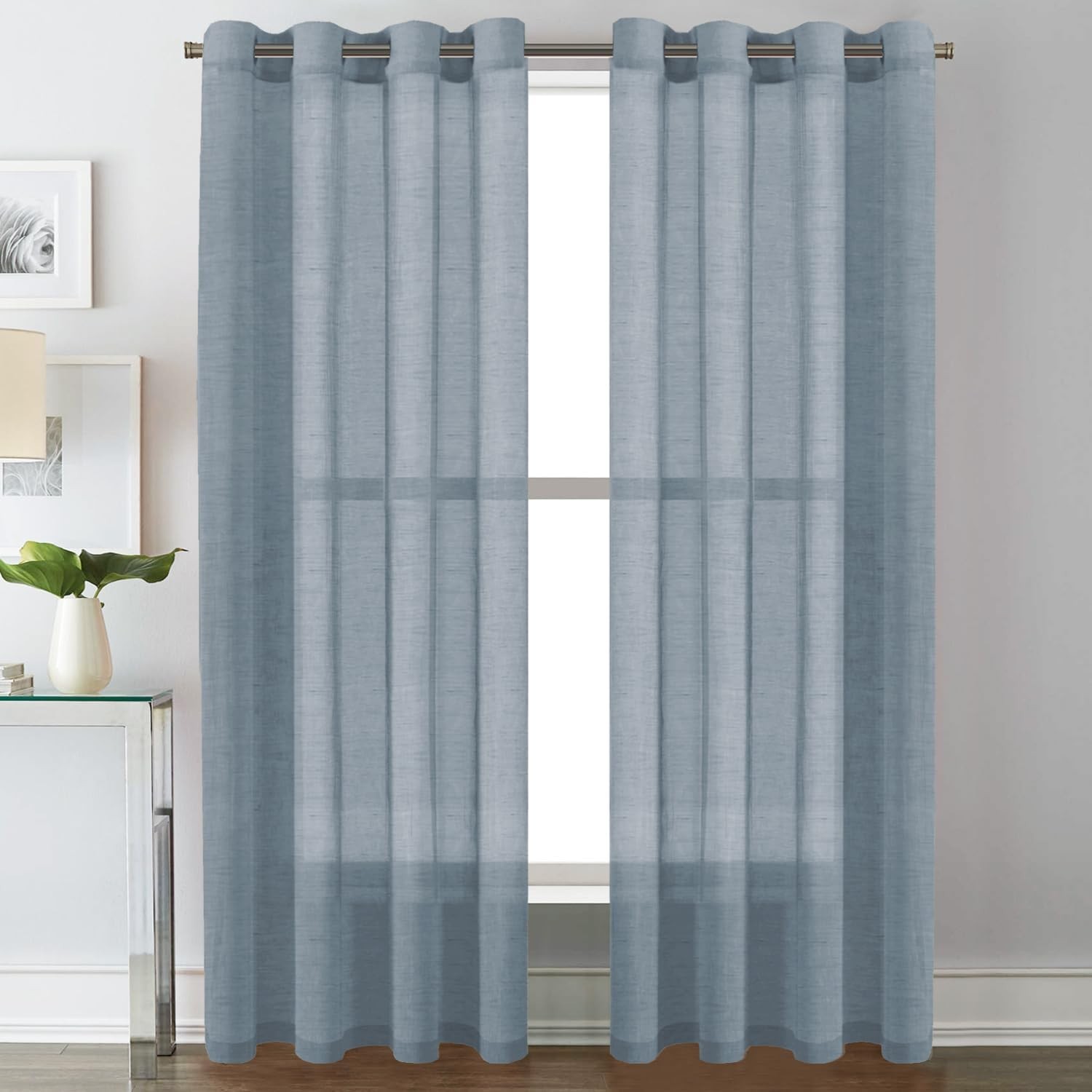 Natural Linen Blend Sheer Curtains – 90” Panels for Contemporary Living Rooms
