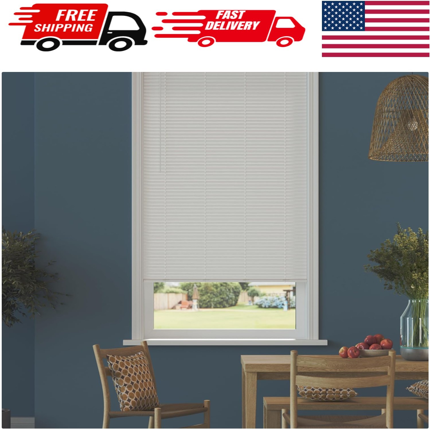 Water-Resistant Cordless Mini Blinds 27″ W x 64″ H – Perfect for Every Room