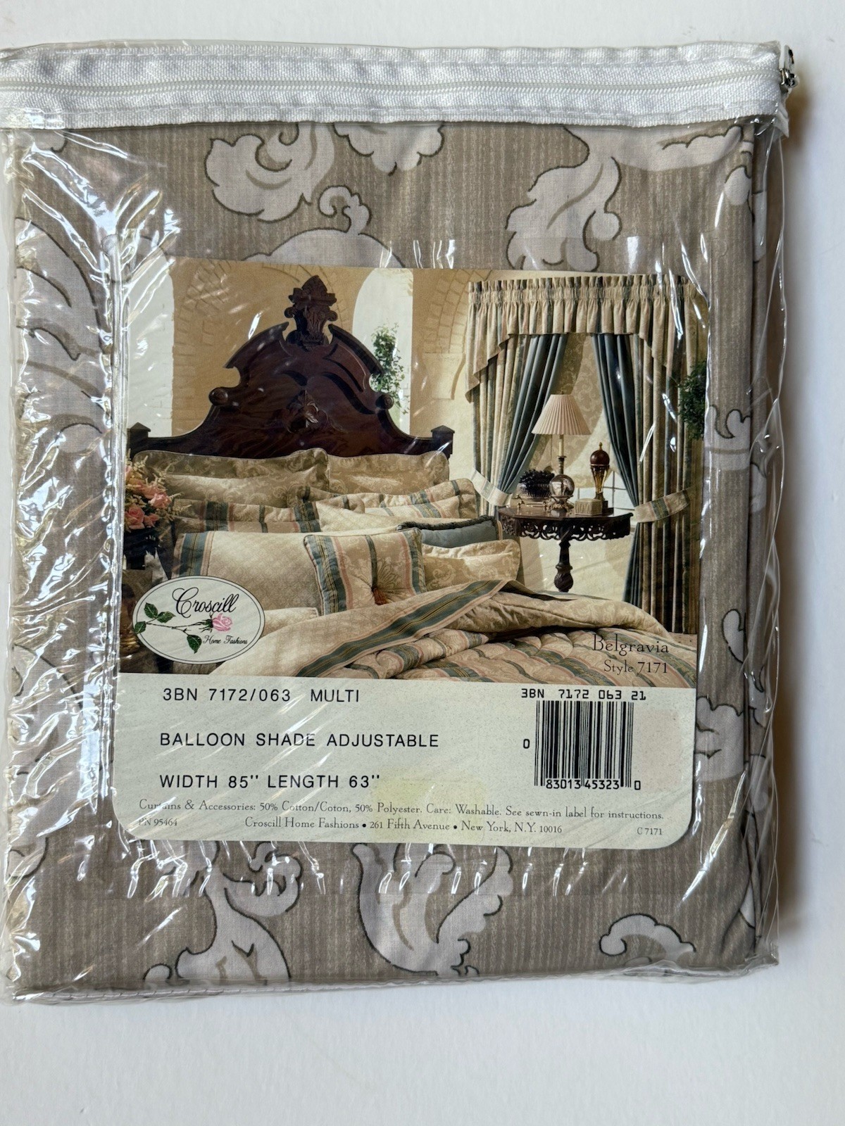 NEW Croscill BALLOON SHADE CURTAIN Panel *BELGRAVIA 85” X 63” Tan Traditional