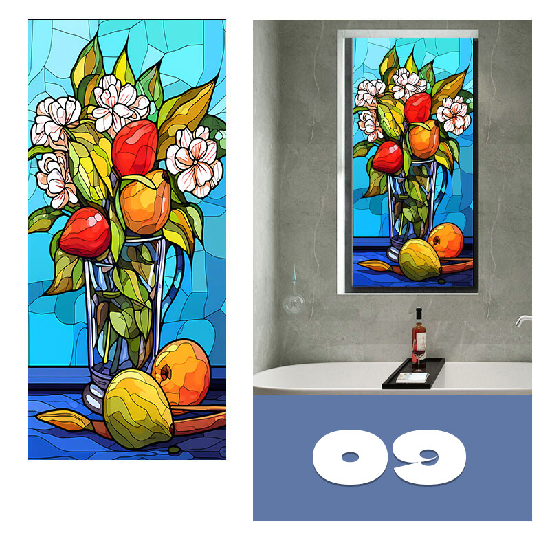 Colorful Stained Glass Film Modern Art European Decor Privacy 40x100cm/45x120cm