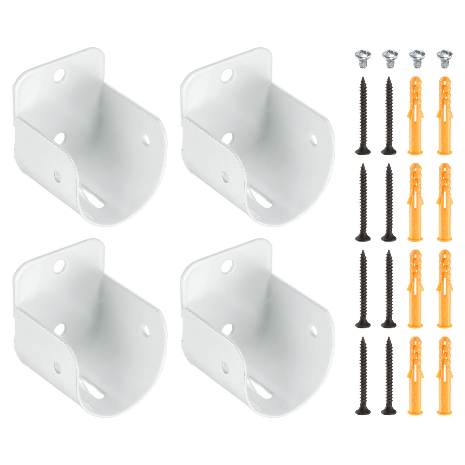 4Pcs 1-3/16 Inch Curtain Rod Holders, Flange Socket Bracket Support, White
