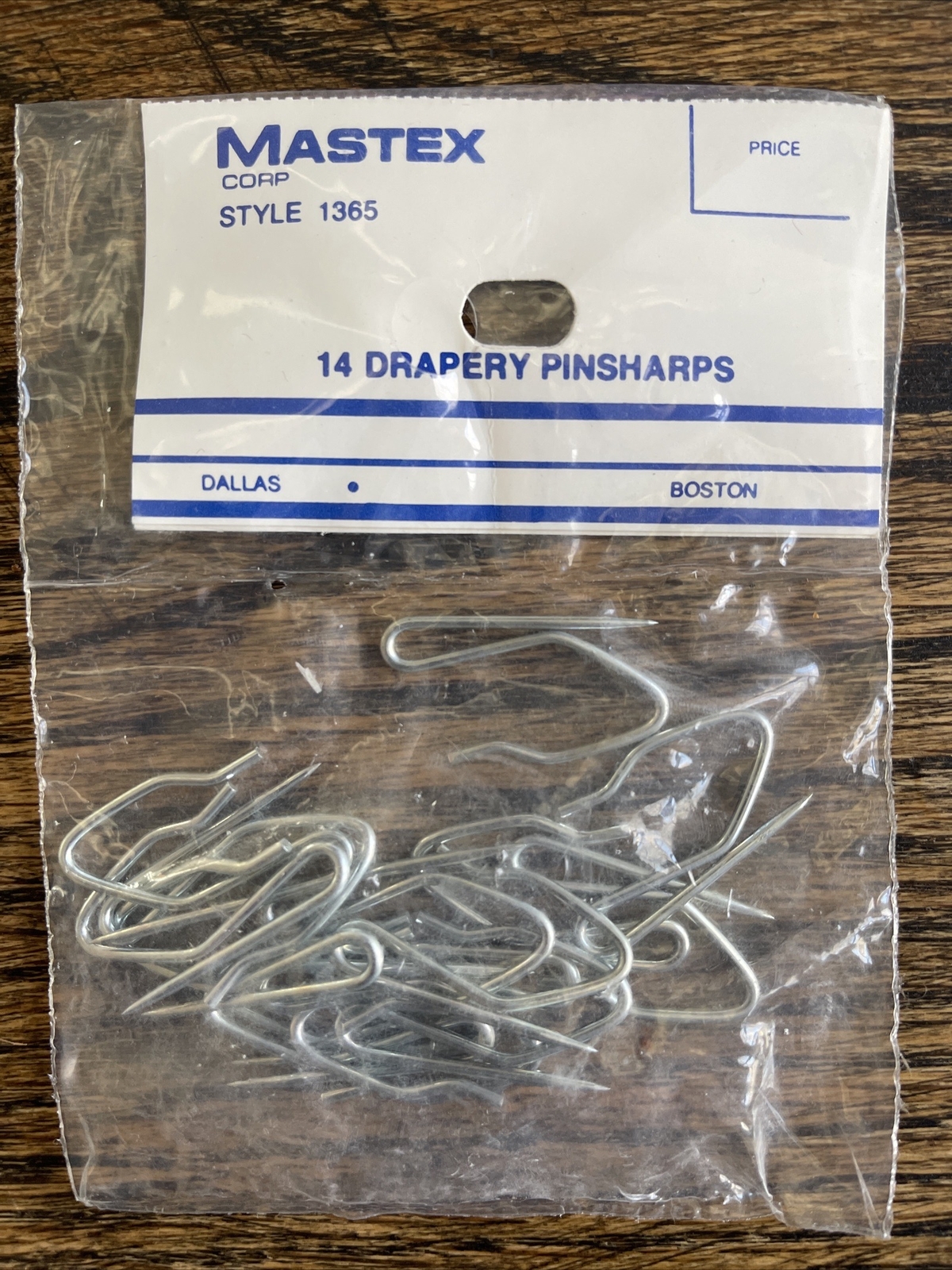 New in Pkg Mastex Vintage Drapery Pinsharps set of 14 #1365 1.25″ curtains