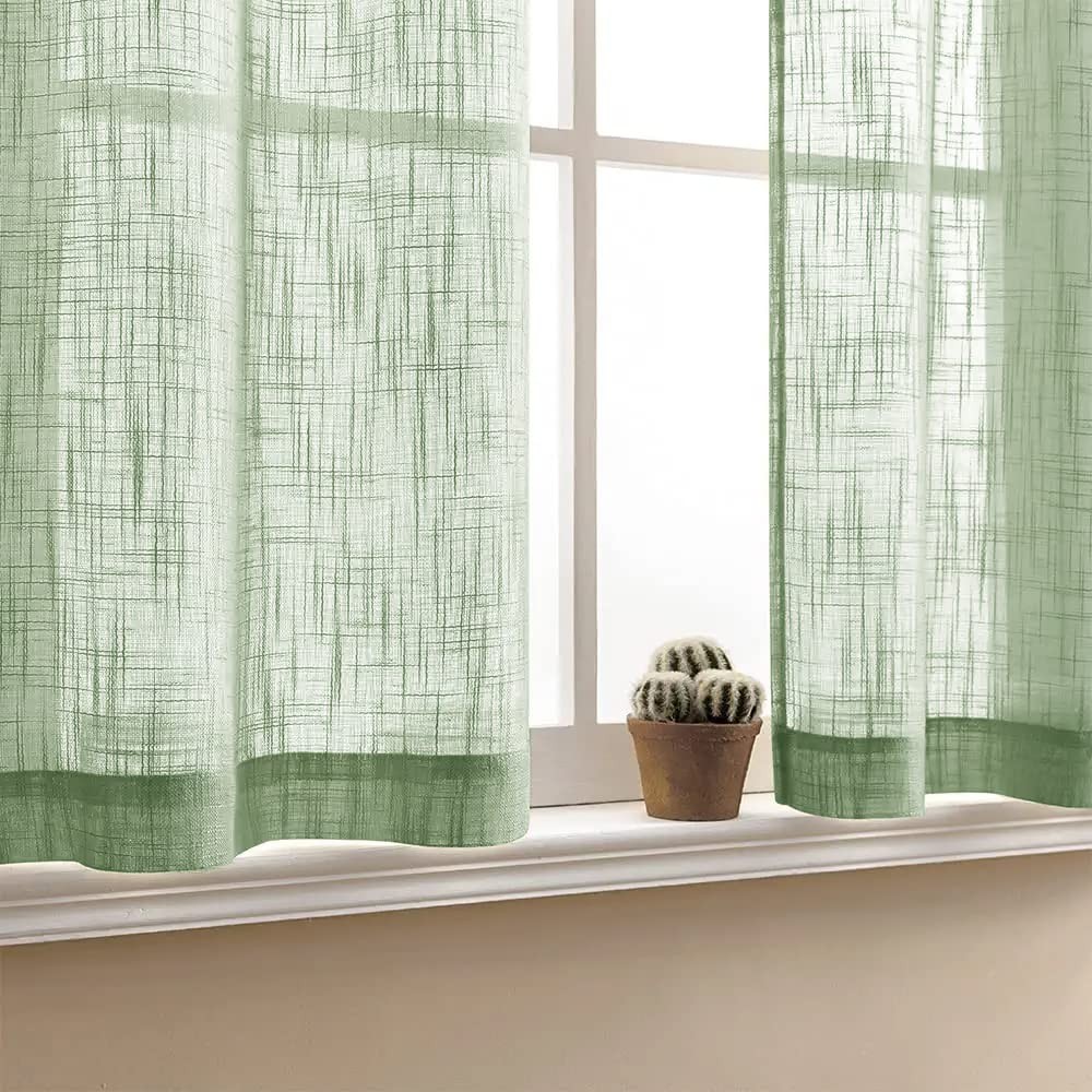 XTMYI Sage Green Linen Textured Light 25″W x 36″L (Pack of 2),