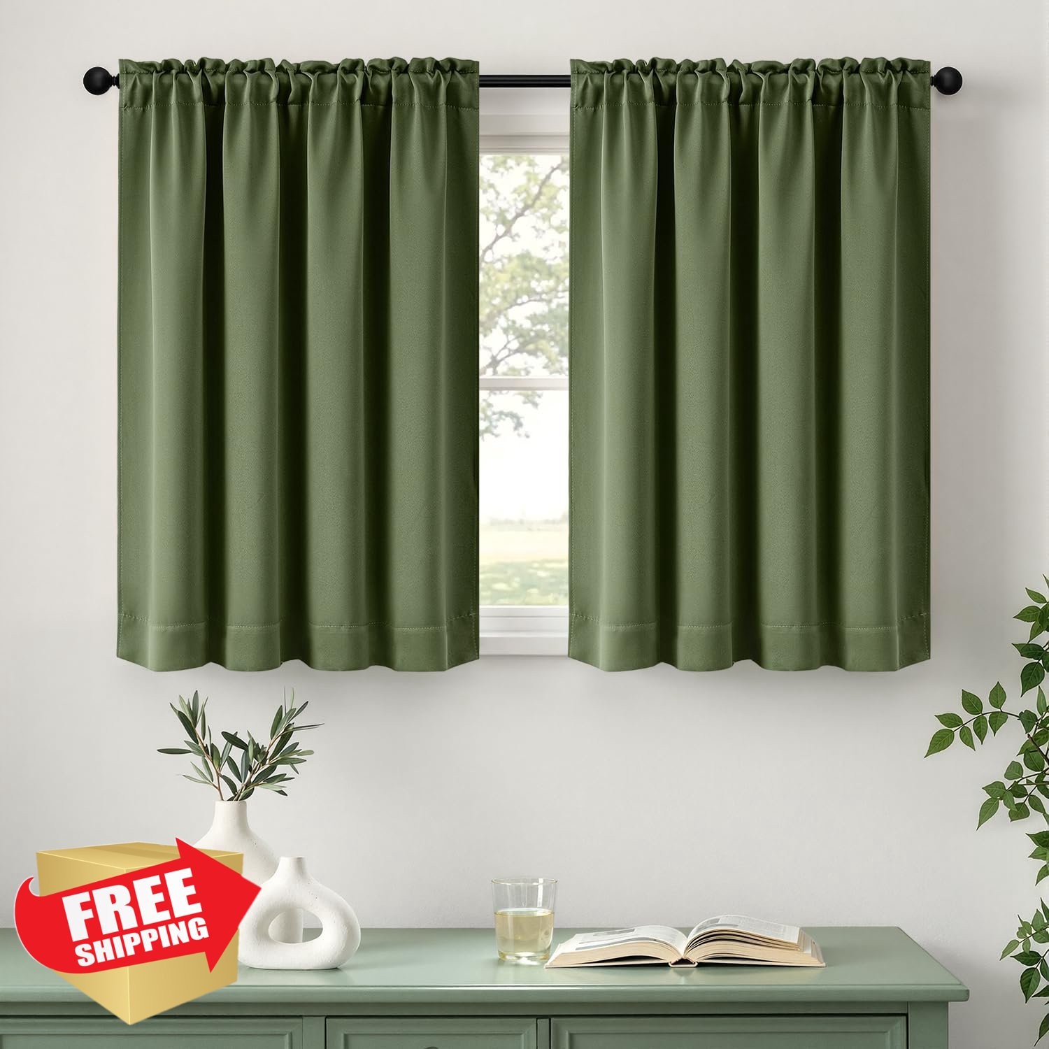 MIULEE Olive Green Blackout Tiers 40×36