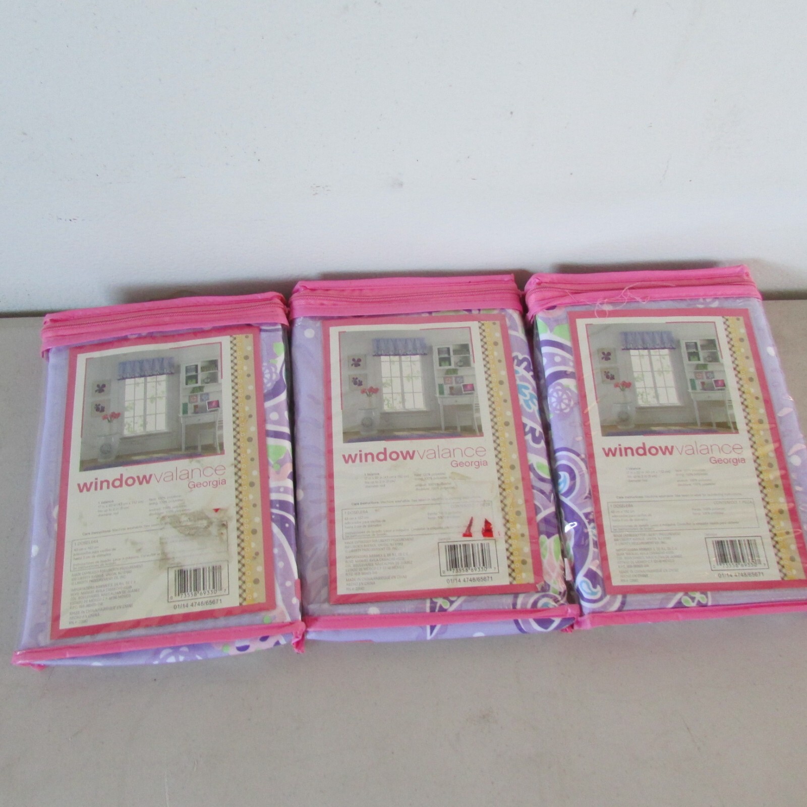 3 pack Window Curtain Valance Georgia 17 in x 60 in Purple h