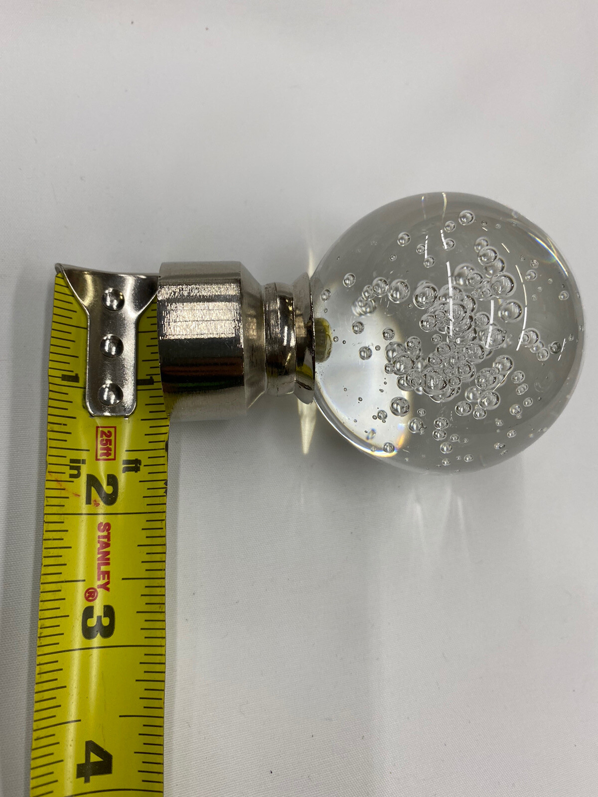 1x Curtain Rod Finials Bubble Clear Luster Chrome – Fits 1” Rod