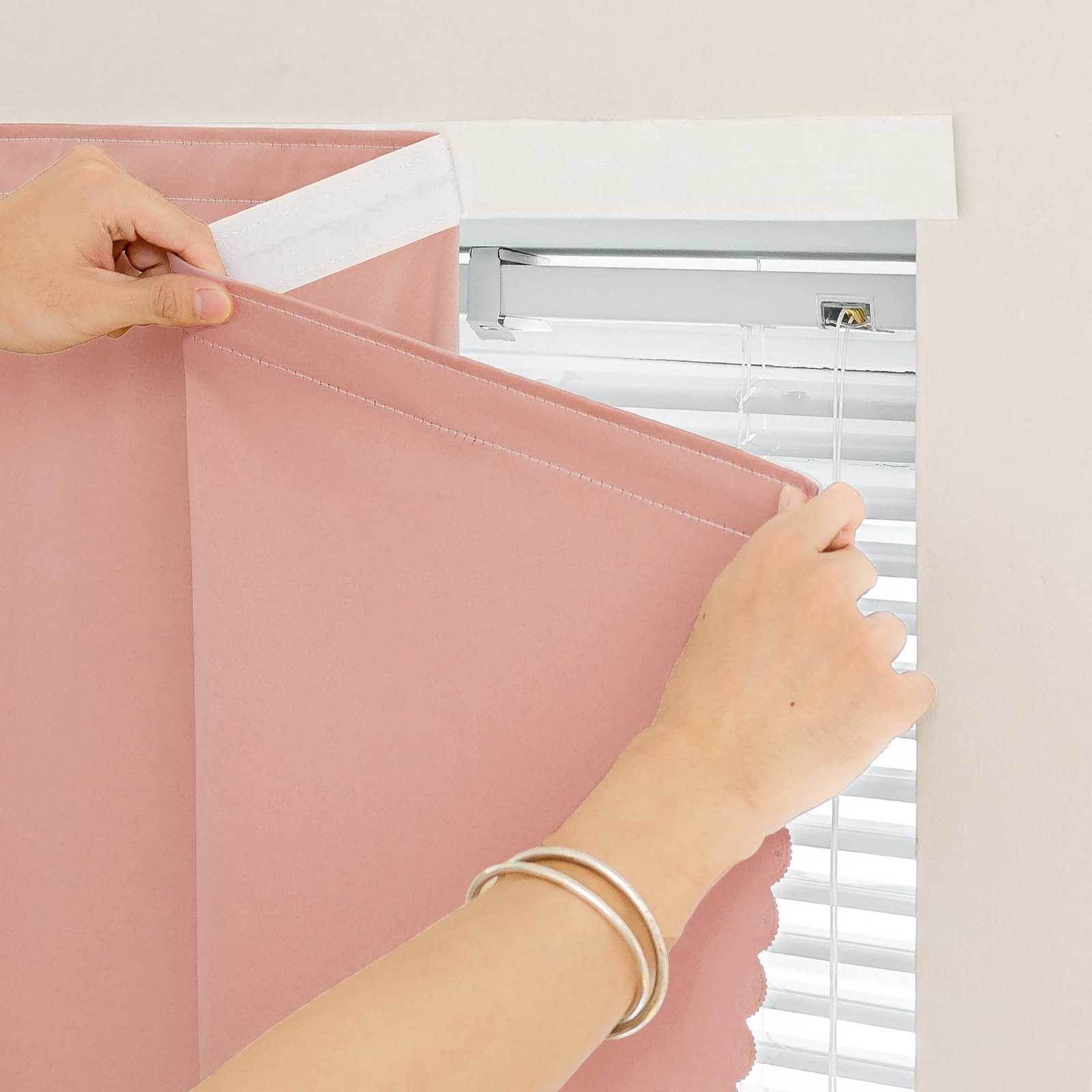 Jilron Pink 47x84in 1pc Self Adhesive Blackout Curtain