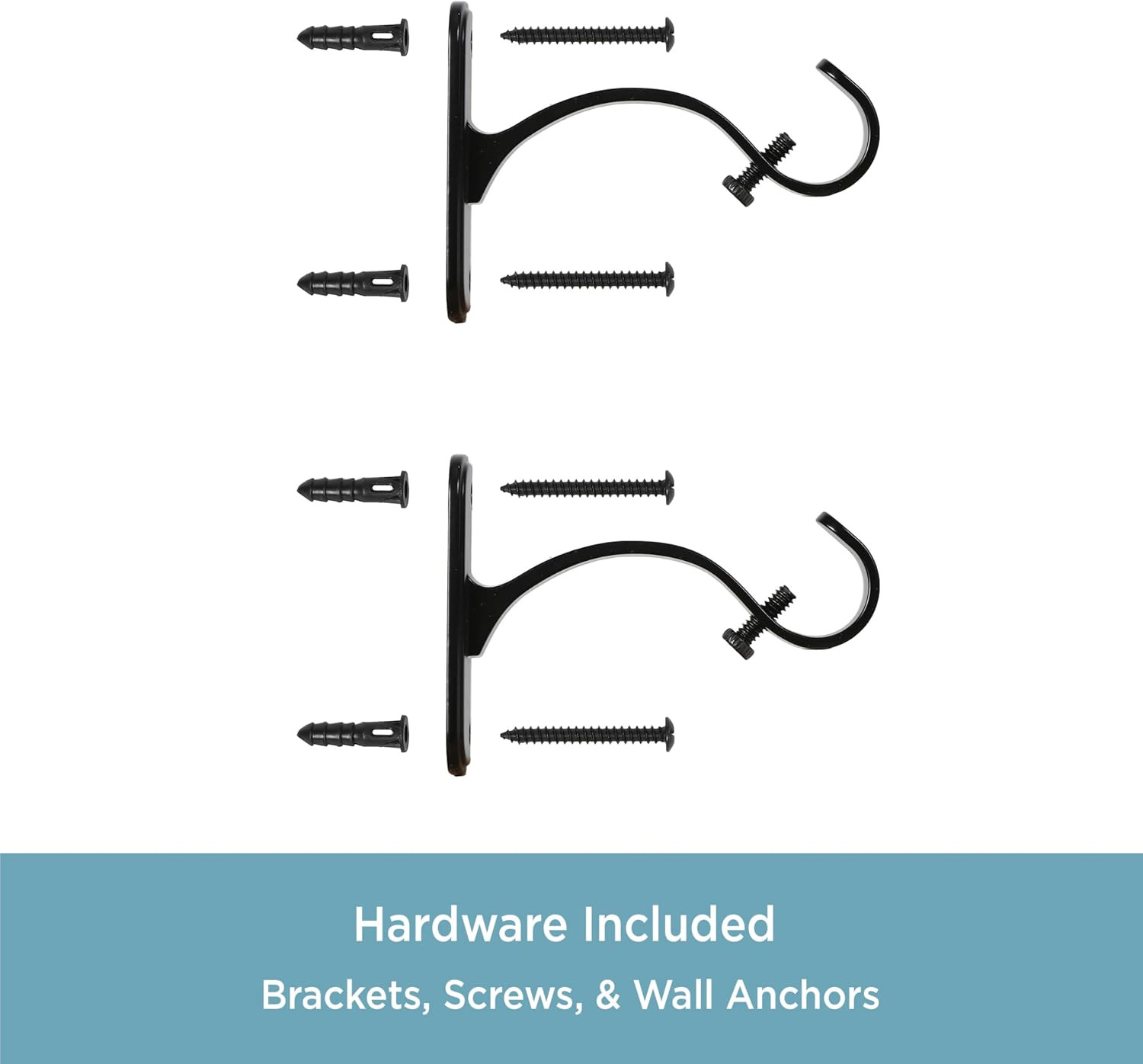Curtain Rod Mounting Brackets, Wall or Ceiling Mount, 5/8″-3/4″