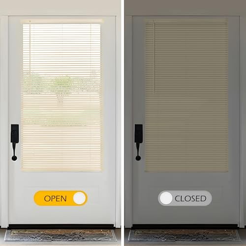 1″ Vinyl Mini Blinds – Cordless French Door Blinds for 32″W x 72″H Beige