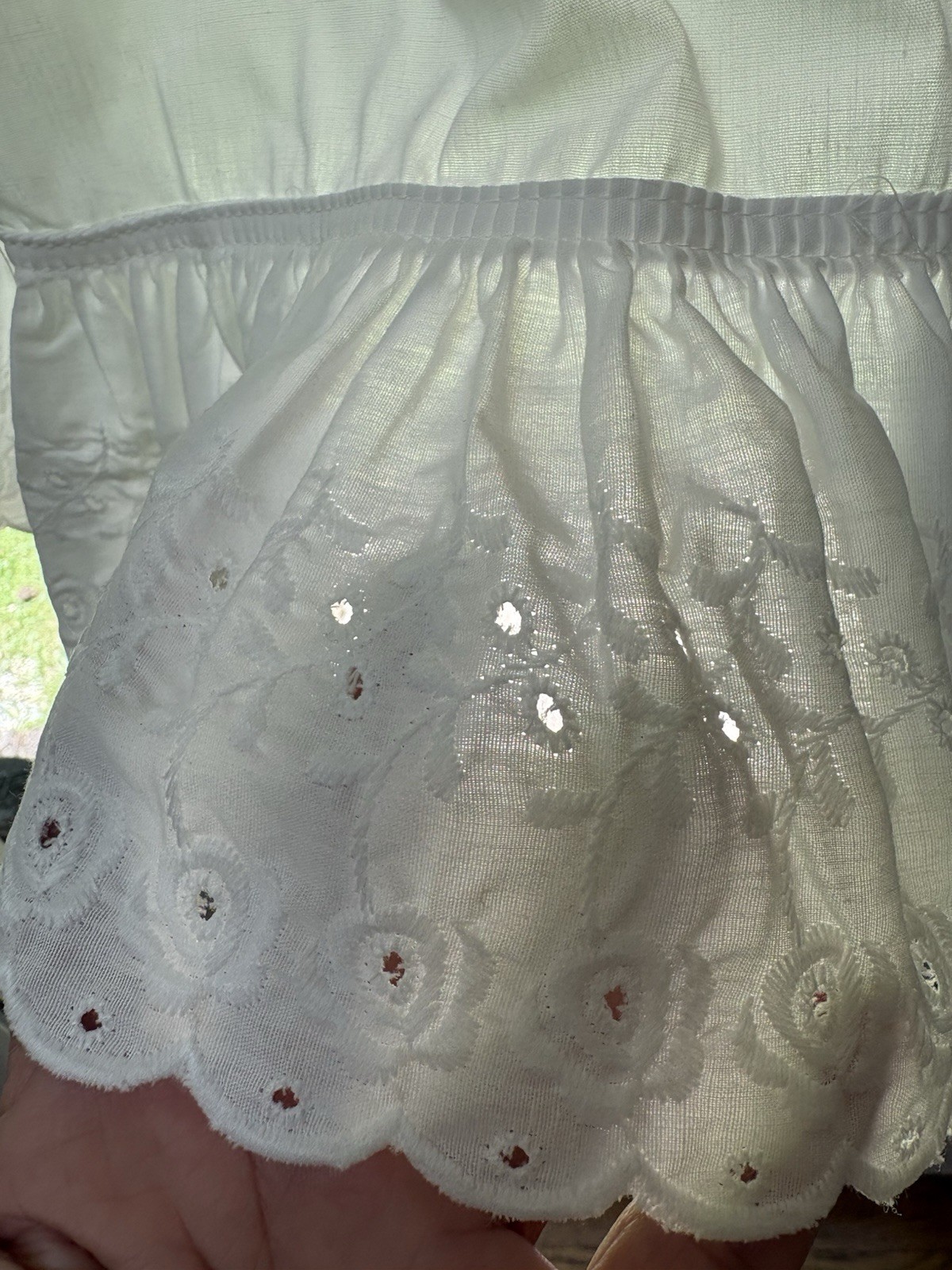 Set of 2 White Eyelet Lace Ruffle Curtain Drape Panels 42″ W x45″L Shabby Chic