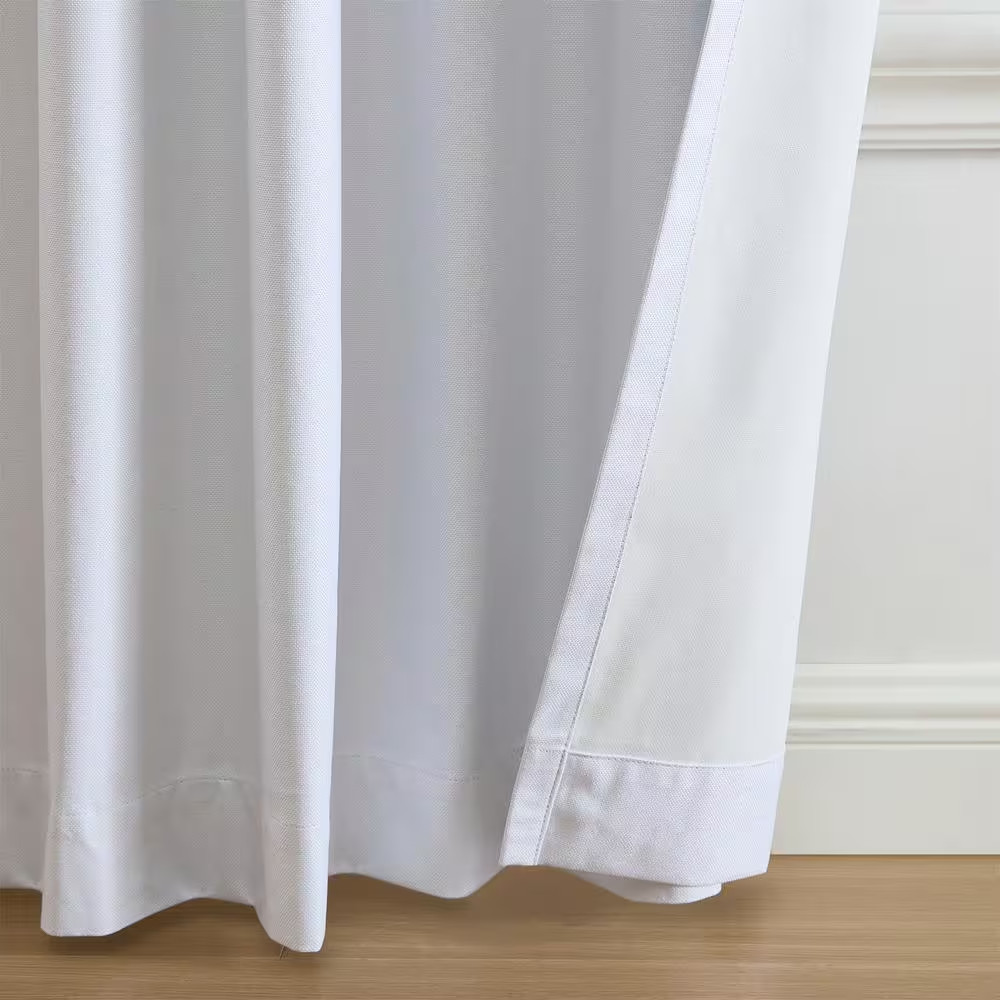 Solace White Polyester Solid Texture 52 In. W X 84 In. L Rod Pocket/Back Tab Ind