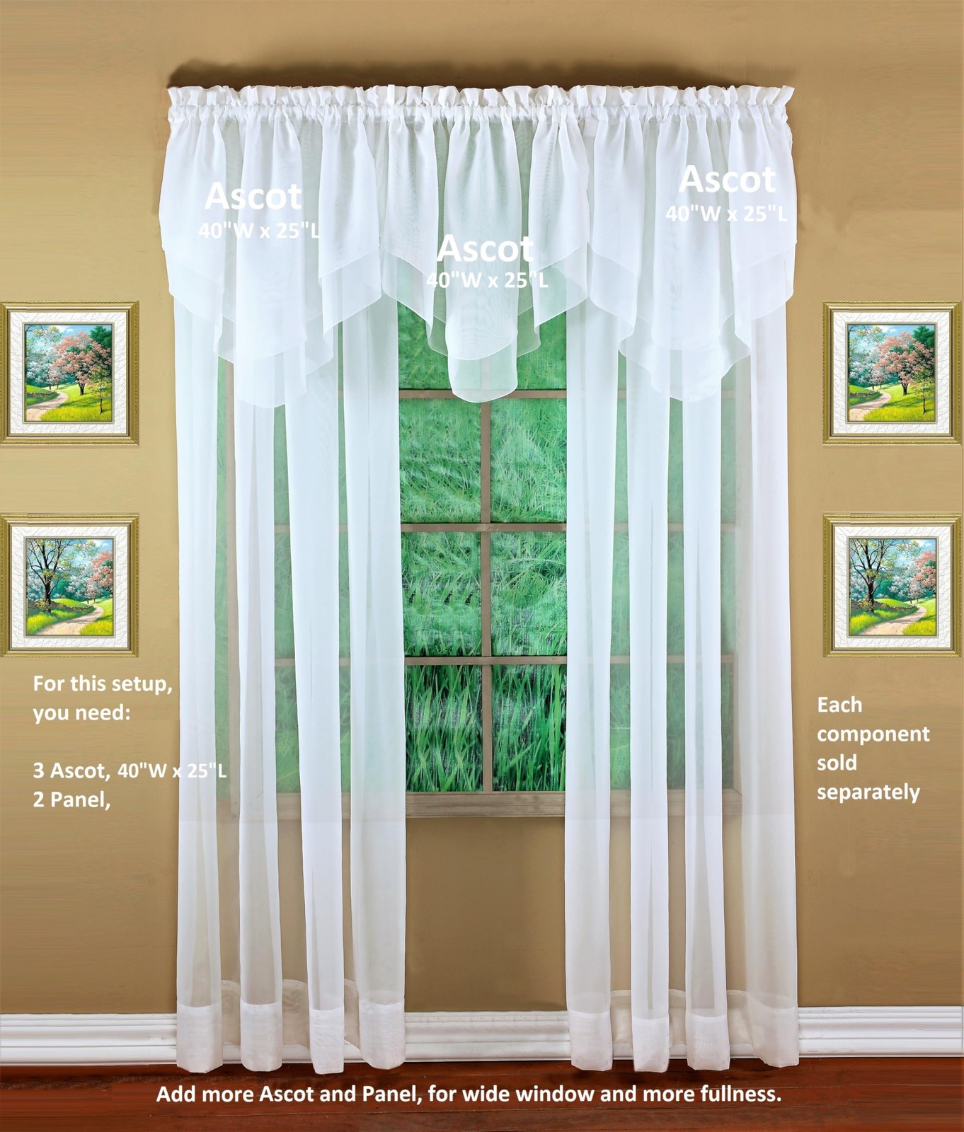 Emelia Premium Voile Sheer Curtain 40 x 25 Inch White Luxury Soft 100 Polyester