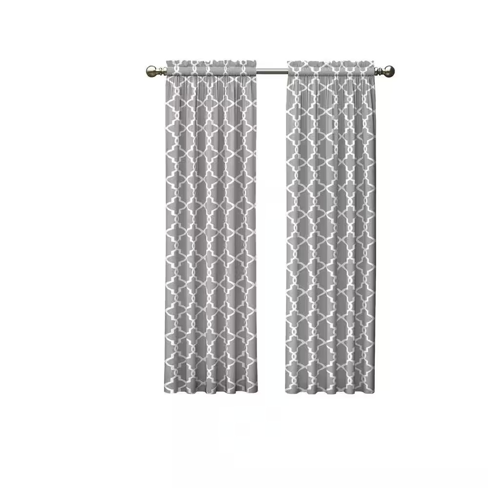Vickery Gray Trellis Polyester/Cotton Blend 56 In. W X 84 In. L Light Filtering