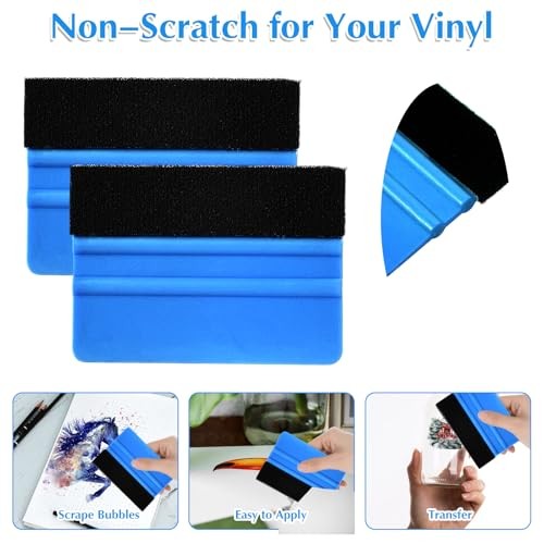 Mabor Vinyl Squeegee Tool, Blue Plastic Felt Squeegee for Vinyl Scraper for