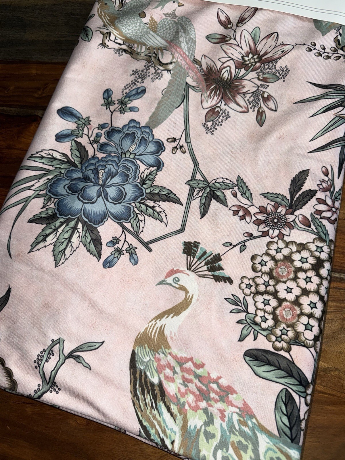 Callisto Home PEACOCK FLORAL Window Pink Curtains 2 Panel Set 38×96″ LIGHT BLUSH
