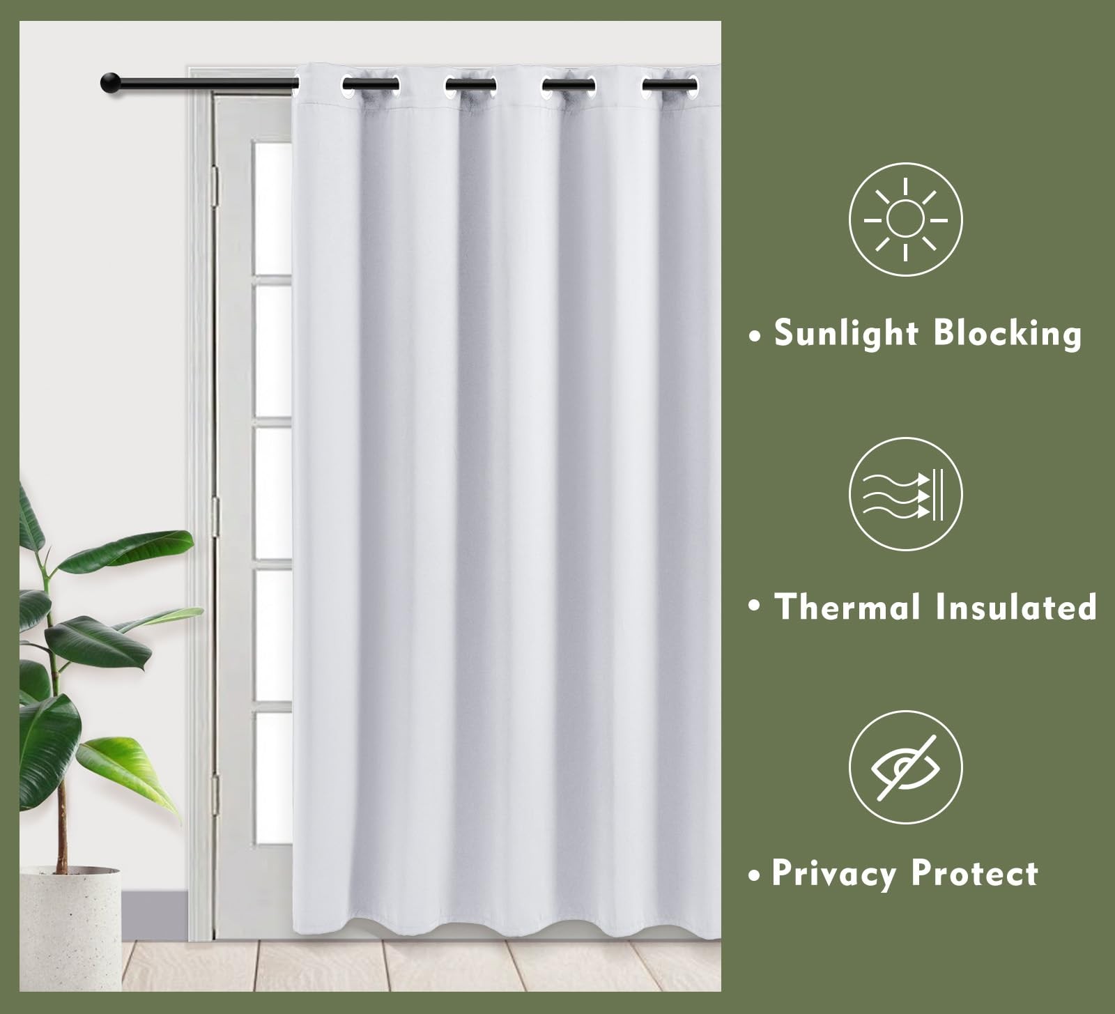 Pi Blackout Door Curtains Extra Widegrommet Privacy Room Divider Sliding Door