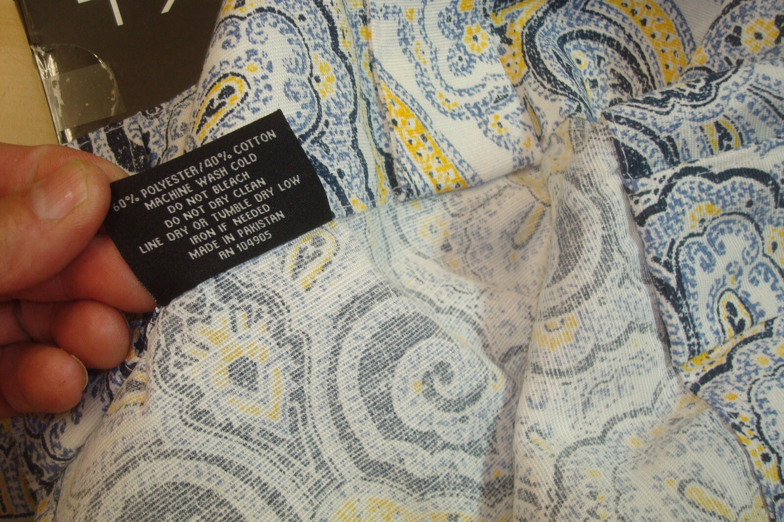 NWT 2 pc Tahari Window Panel Curtains Rod Pocket Paisley Blue Yellow 37″x 84″ lg