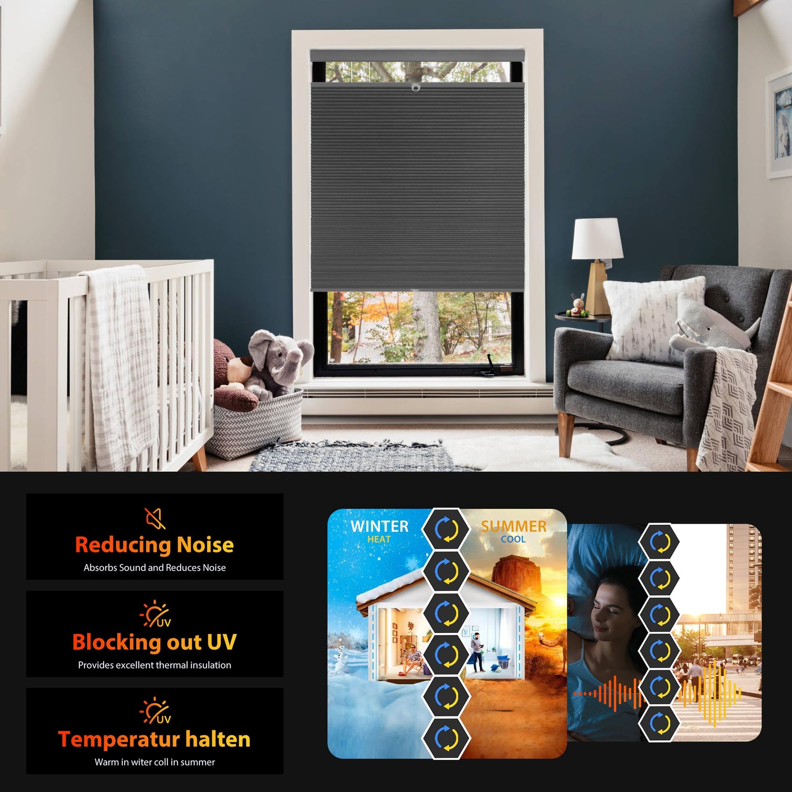 Unishades Top Down Bottom Up Cellular Shades Cordless – Blackout Uni001-Tdbulf