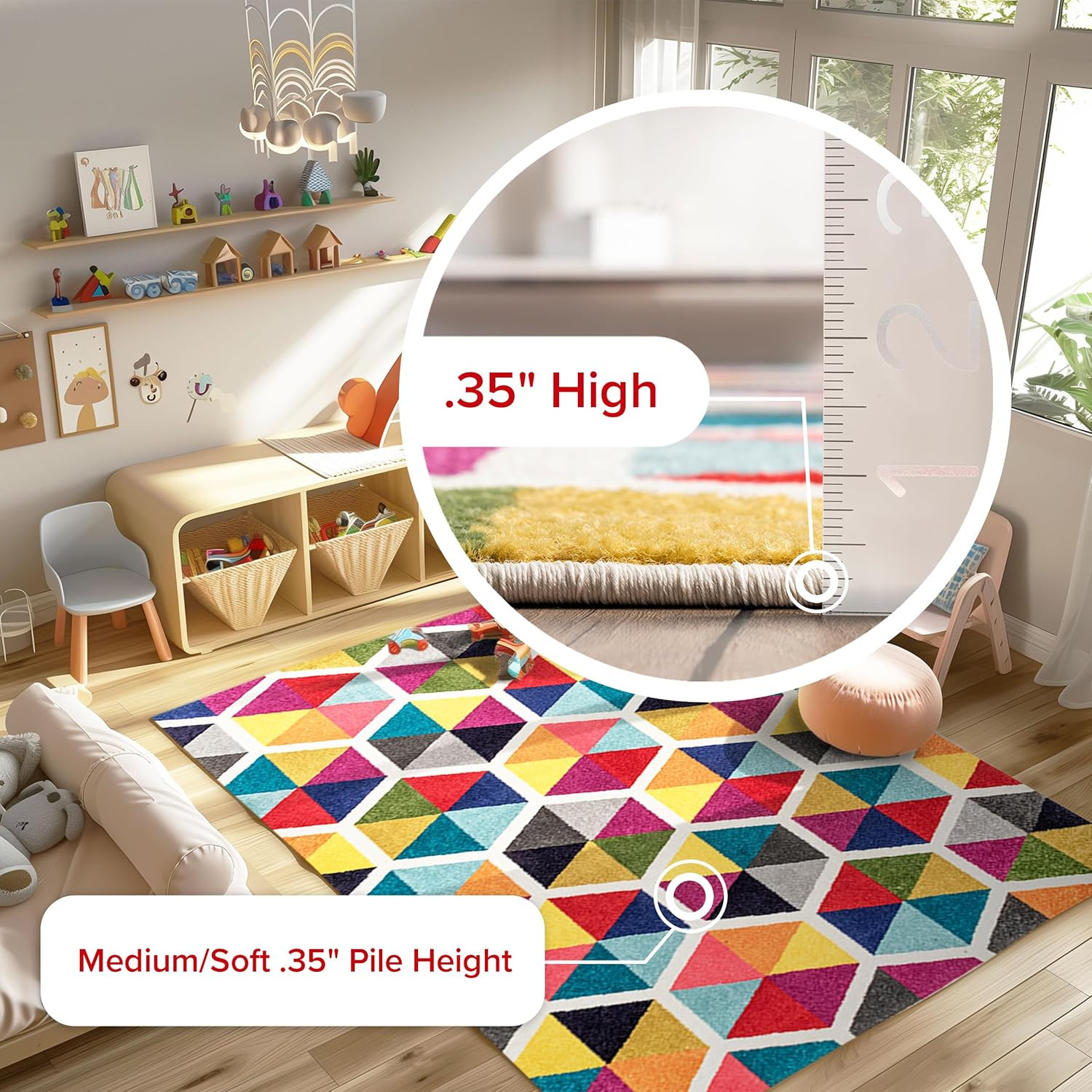 Soft & Cozy Multicolor Geometric Area Rug – Stain Resistant & Durable 4’1″ x 6
