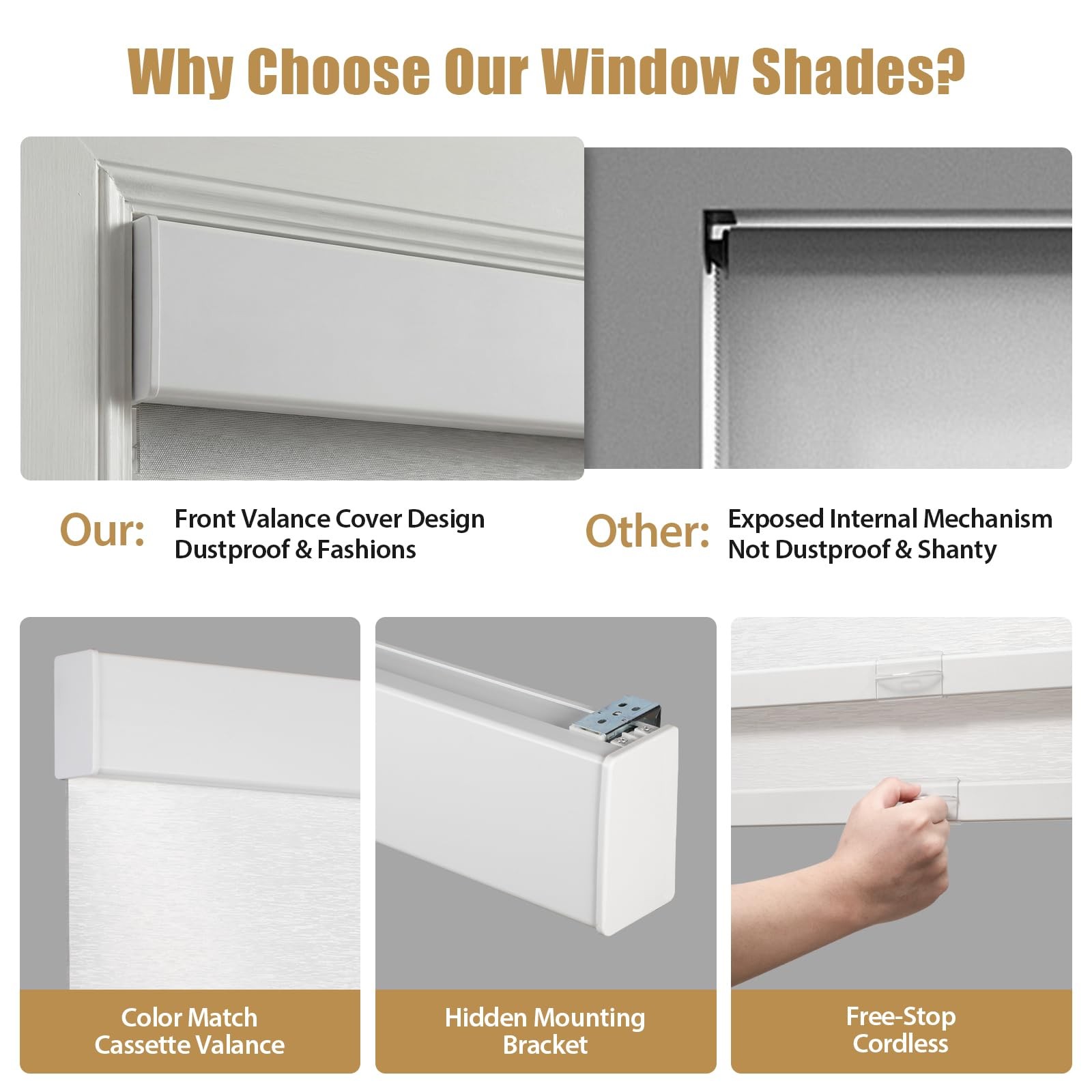 Double Layered Roller Blinds, 25″ W x 72″ H Blackout Roller Blinds, Heat-Insu…