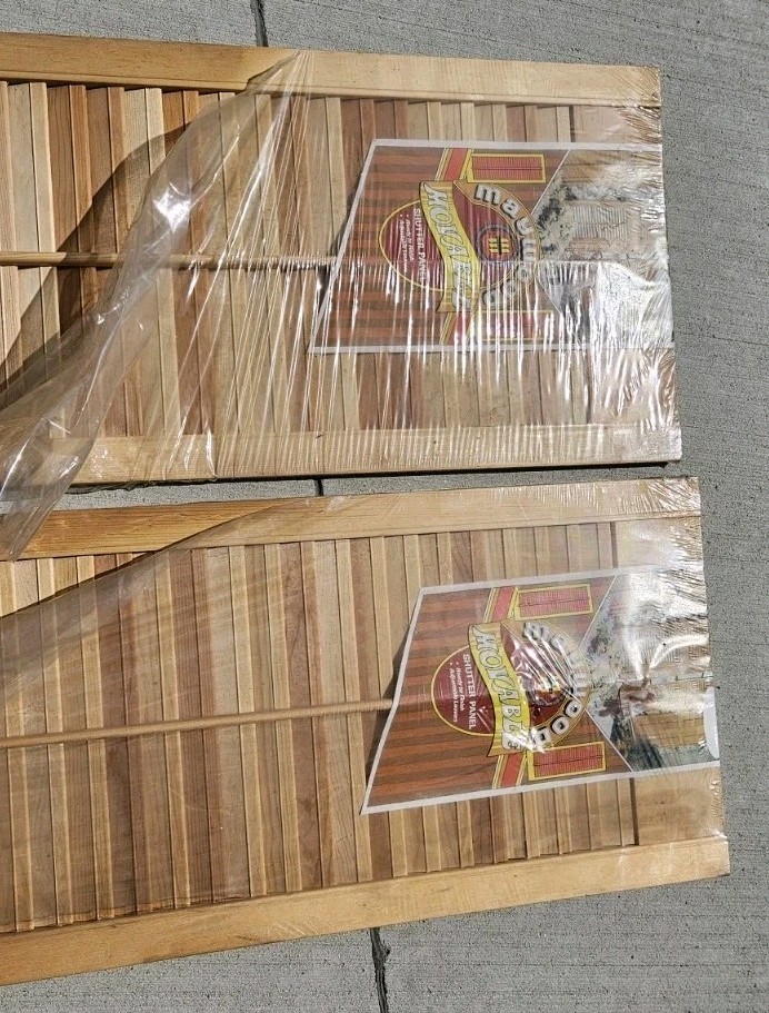 Set of 2 Vintage Wood Plantation Shutters Panels 36″ X 12″ Louver/Slats NOS