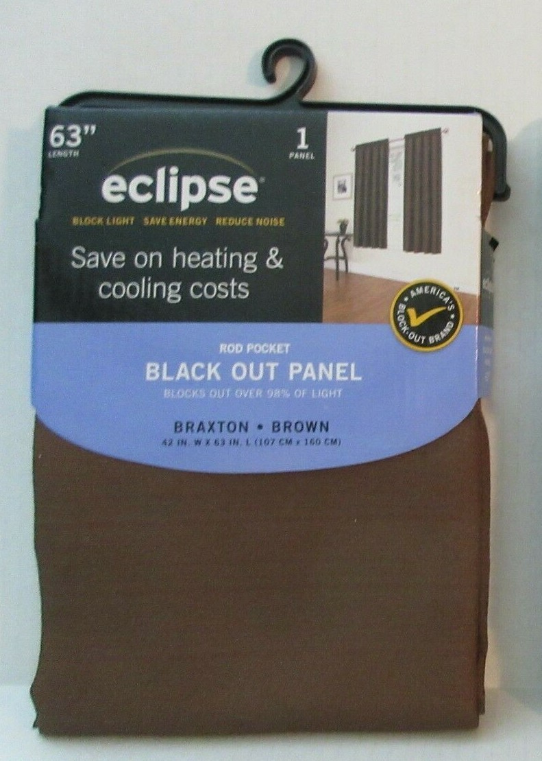 1 Panel – 63″ eclipse Black Out Panel w/ Rod Pocket Braxton Brown Solid Texture