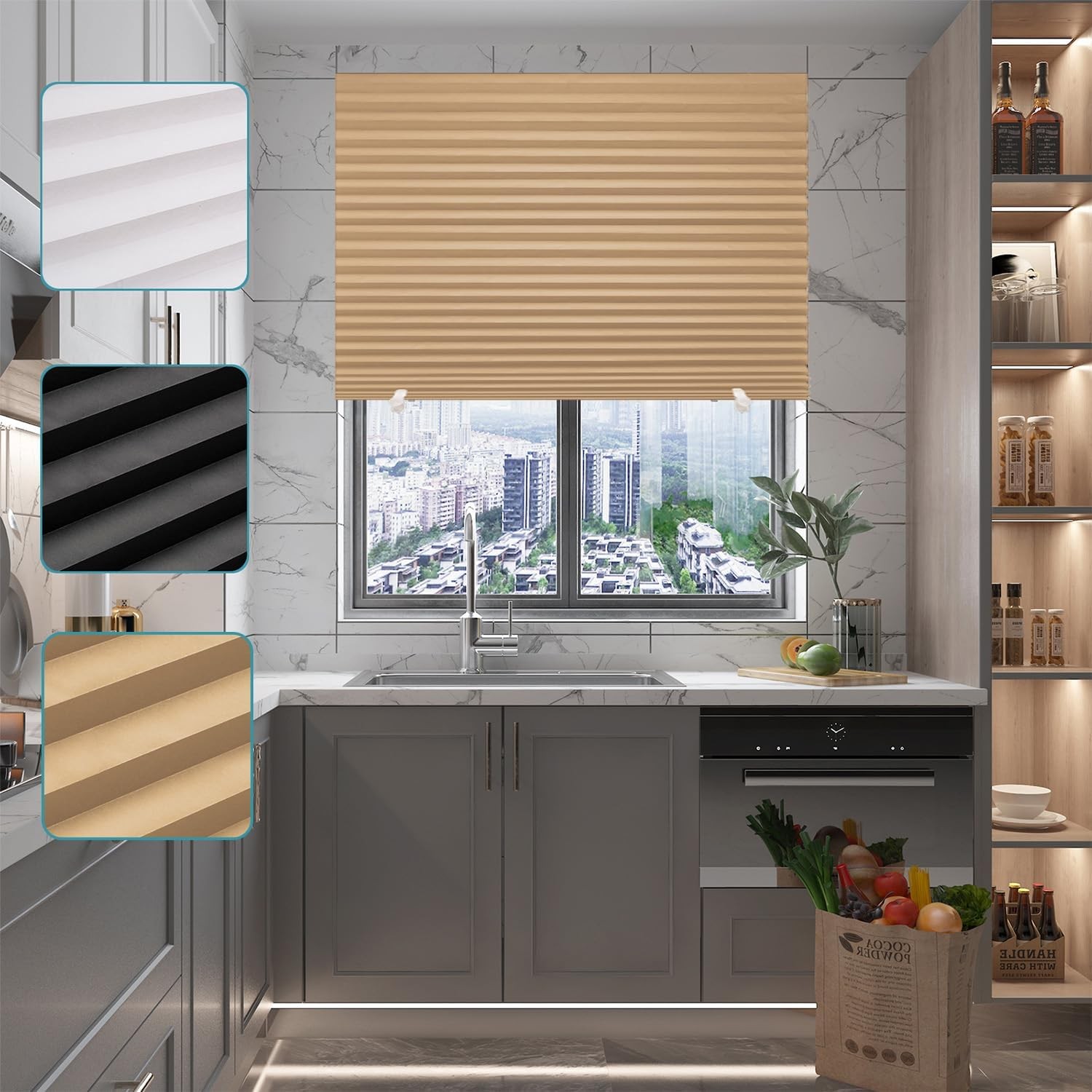 6 Pack Pleated Paper Blinds Adhesive Paper Shades No Tools No Drill