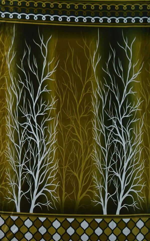 2 Pic Green Tree Print Eyelet Grommet Door Hippie Window Curtains Set 5 7 9 Feet