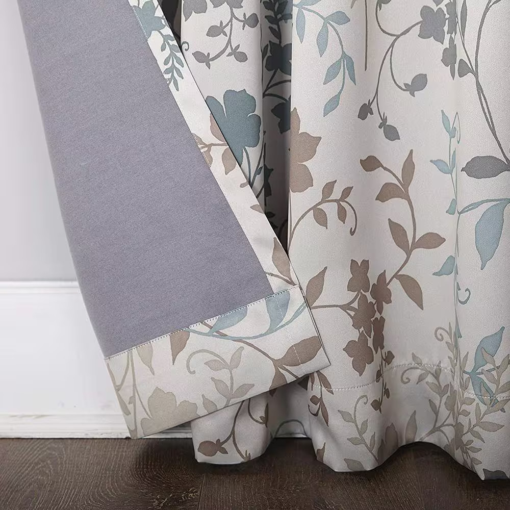 Stone Floral Rod Pocket Room Darkening Curtain – 54 In. W X 84 In. L