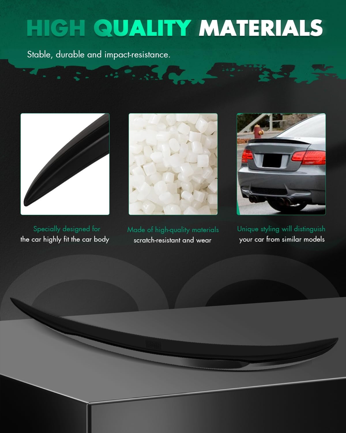 Black ABS Rear Trunk Spoiler Wing Replacement for 2007-2013 BMW 335i 335is 335xi