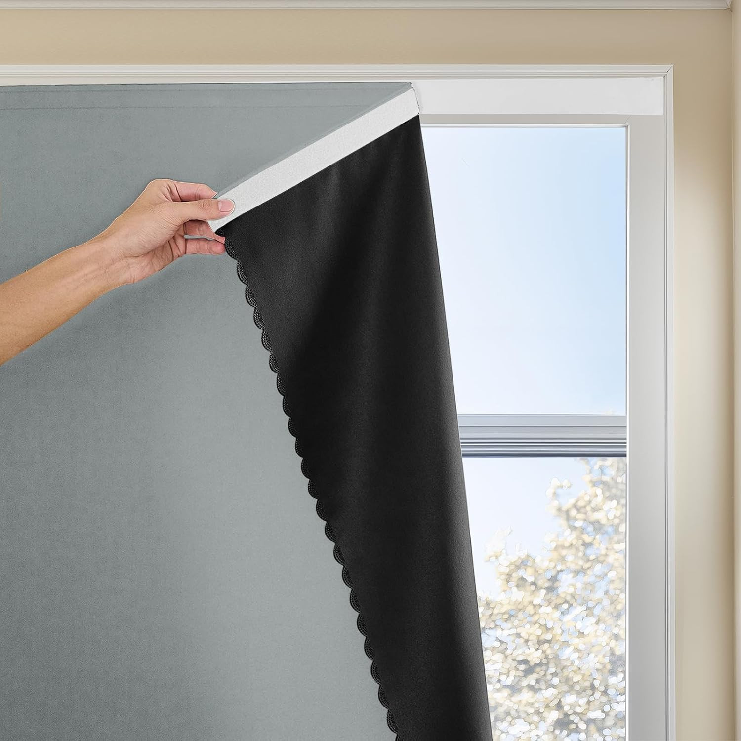 Magic Tape Stick on Portable Curtains for Windows,Bedroom Blackout Curtains for