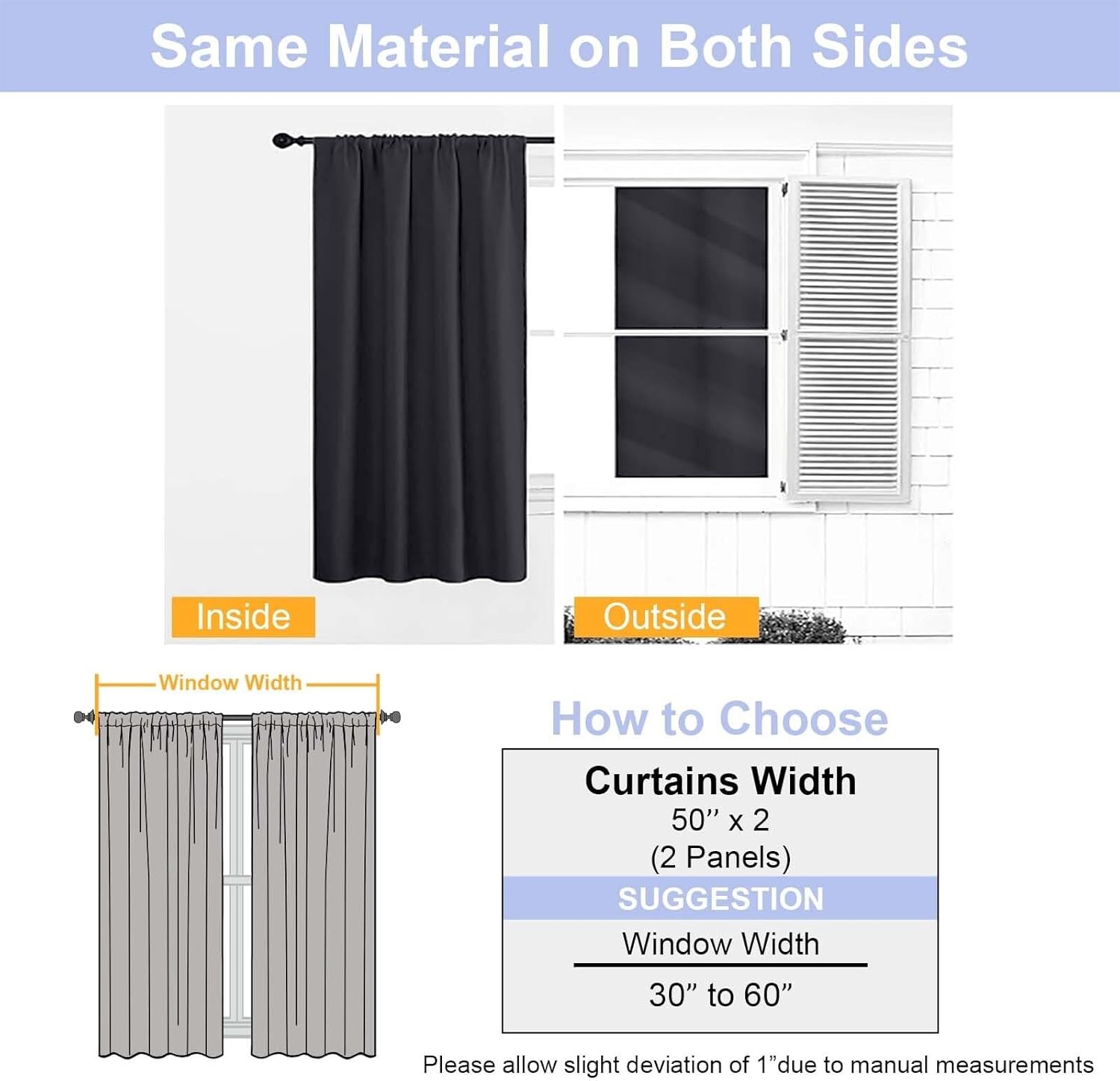 Ava Blackout Extra Long 10ft Curtains for Patio 120 Inches Long 2 Panels Set,