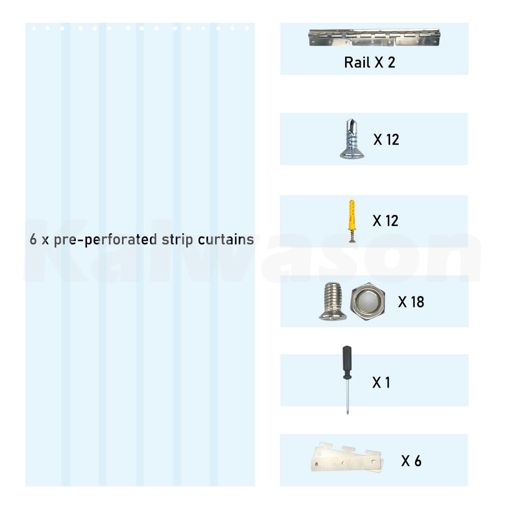 Plastic Vinyl Strip Door Curtain Kit with Hardware – Commercial PVC Strip Cur…