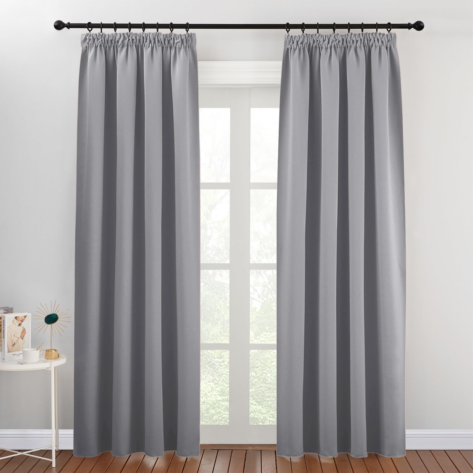 Opaque Curtains with Curling Ribbon for Rail Set of 2 Blackout Curtain…