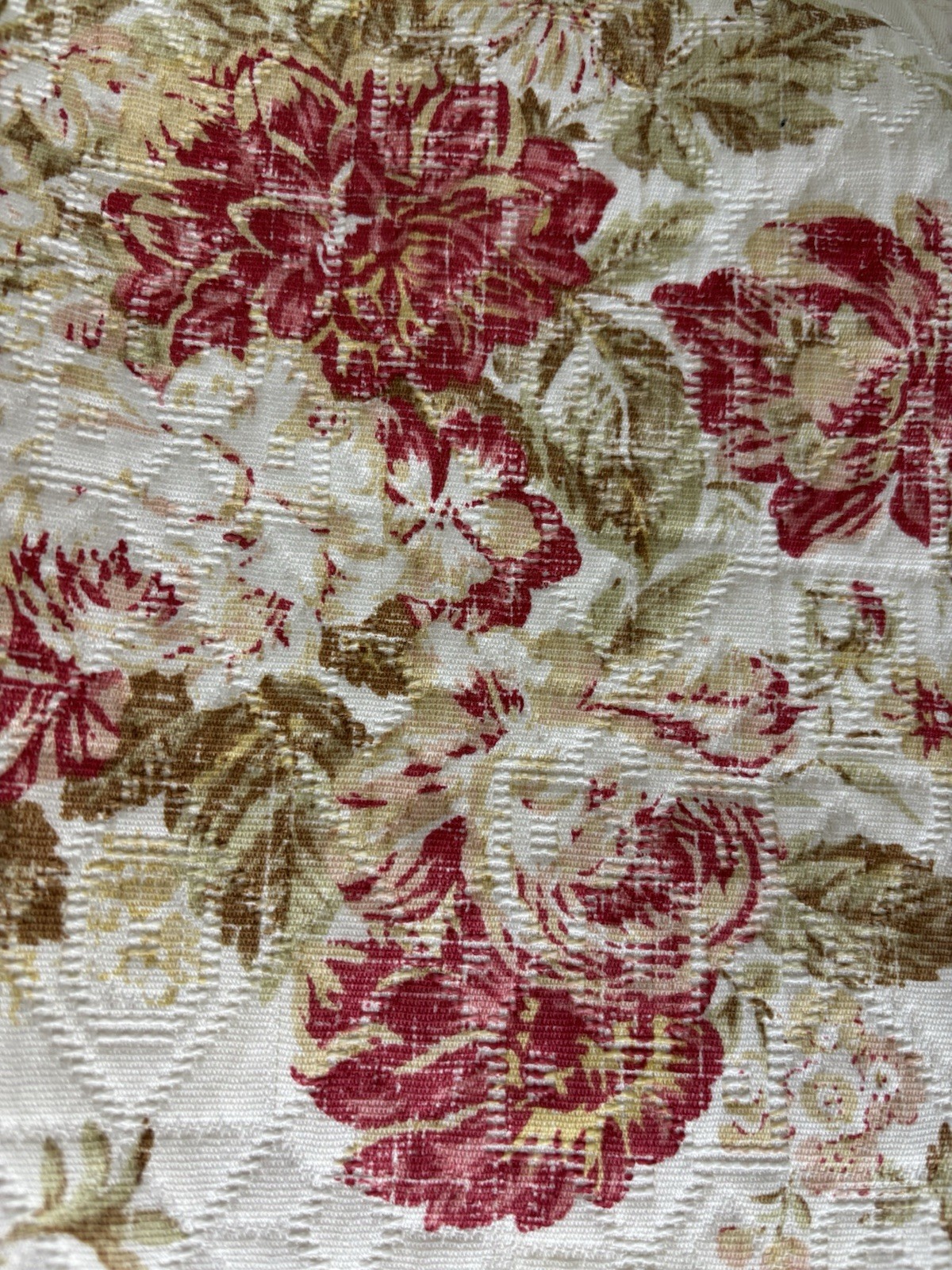 4 floral Ascot Valance window Treatment Red Cream Lined Tassel Handmade 41″x25″