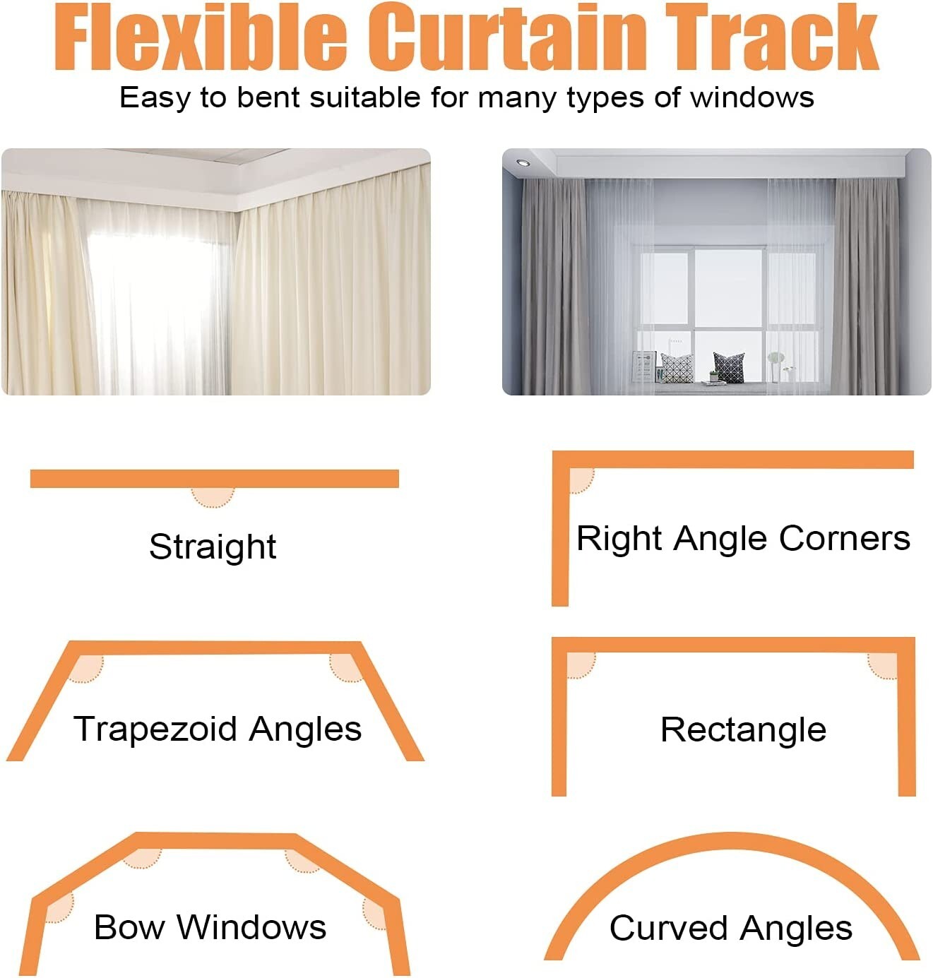 Ceiling Curtain Track Window Rod Rail System Flexible Curve Divider Rv Privacy